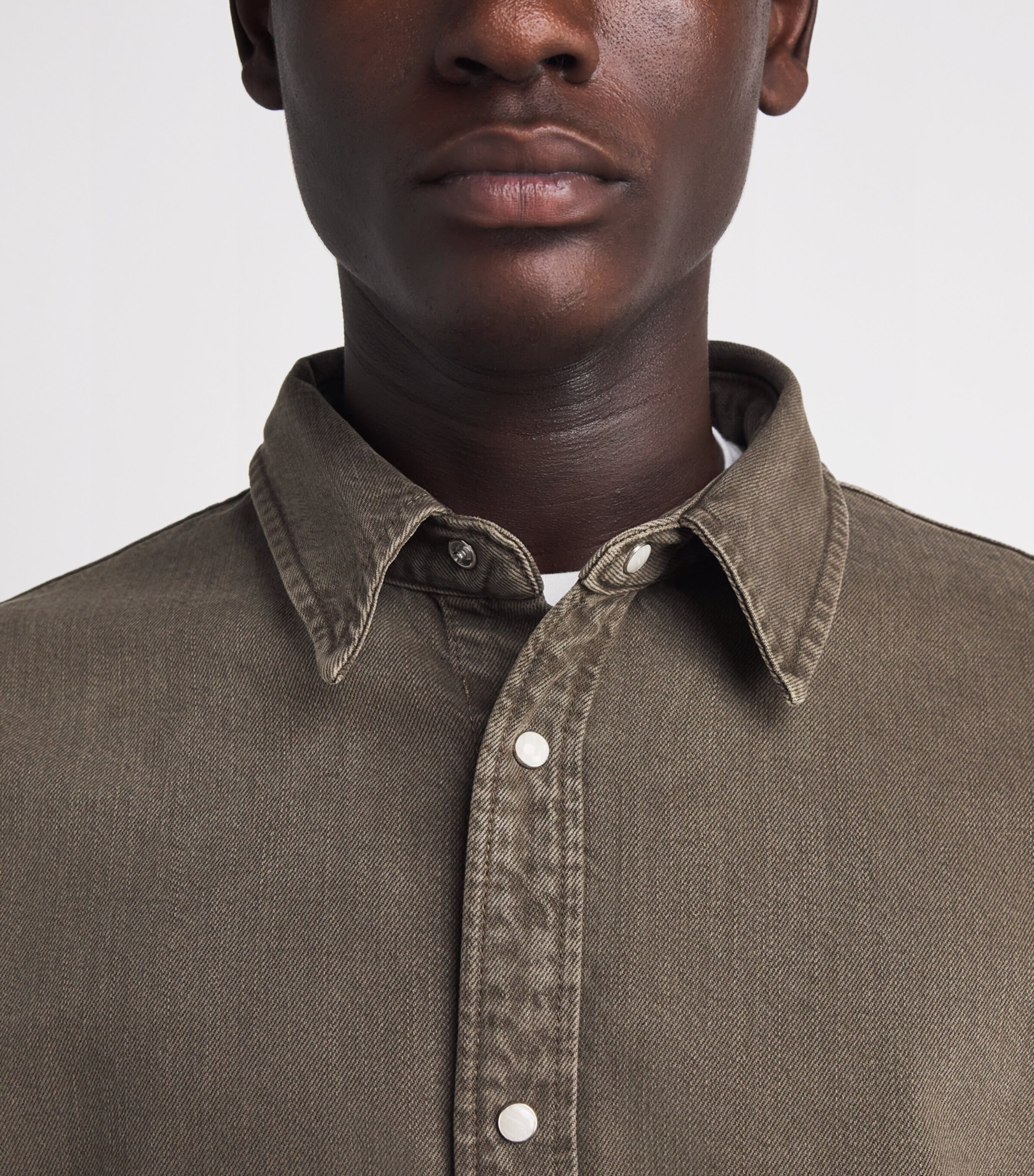 FRAME Mens Denim Overshirt Bsne Brownstone Image 3