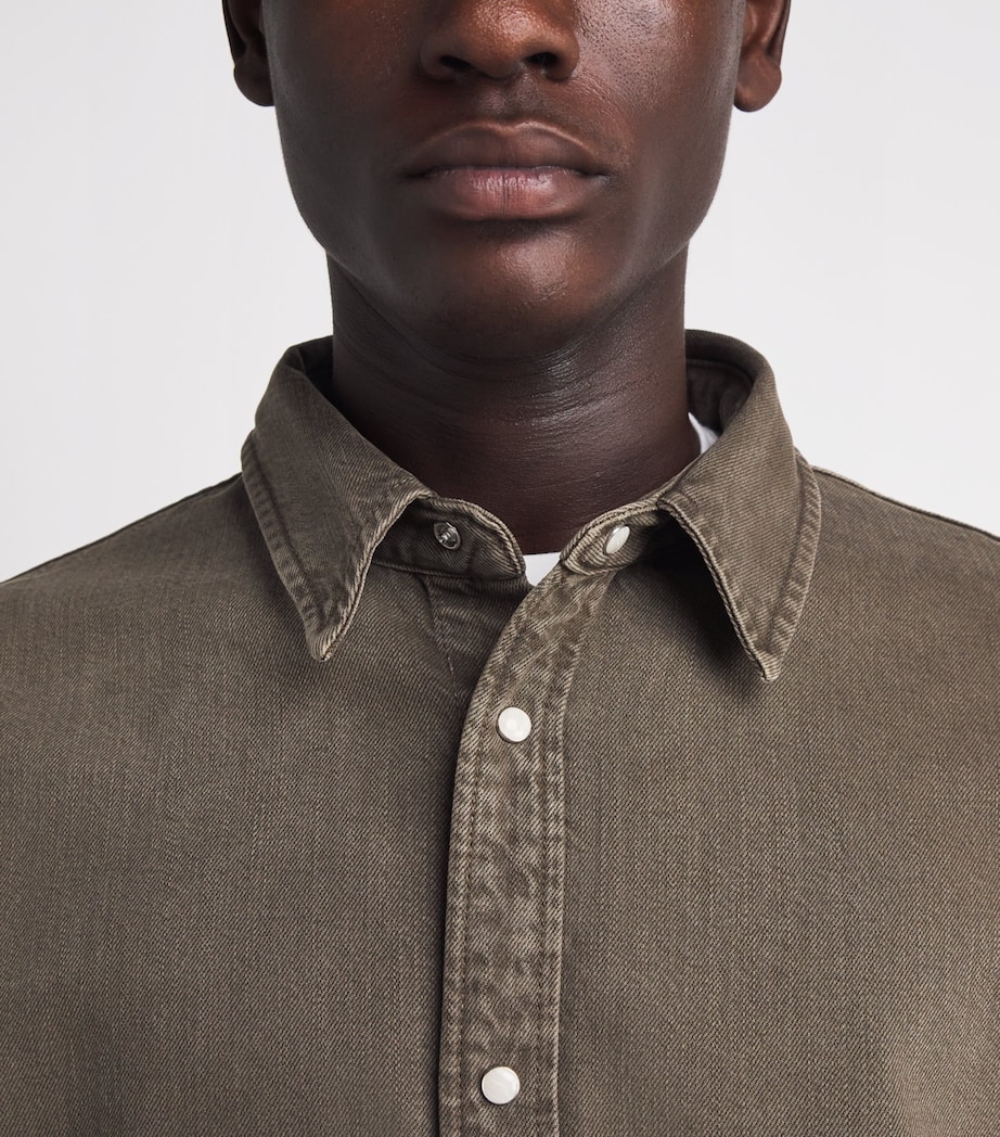 FRAME Mens Denim Overshirt Bsne Brownstone Image 3