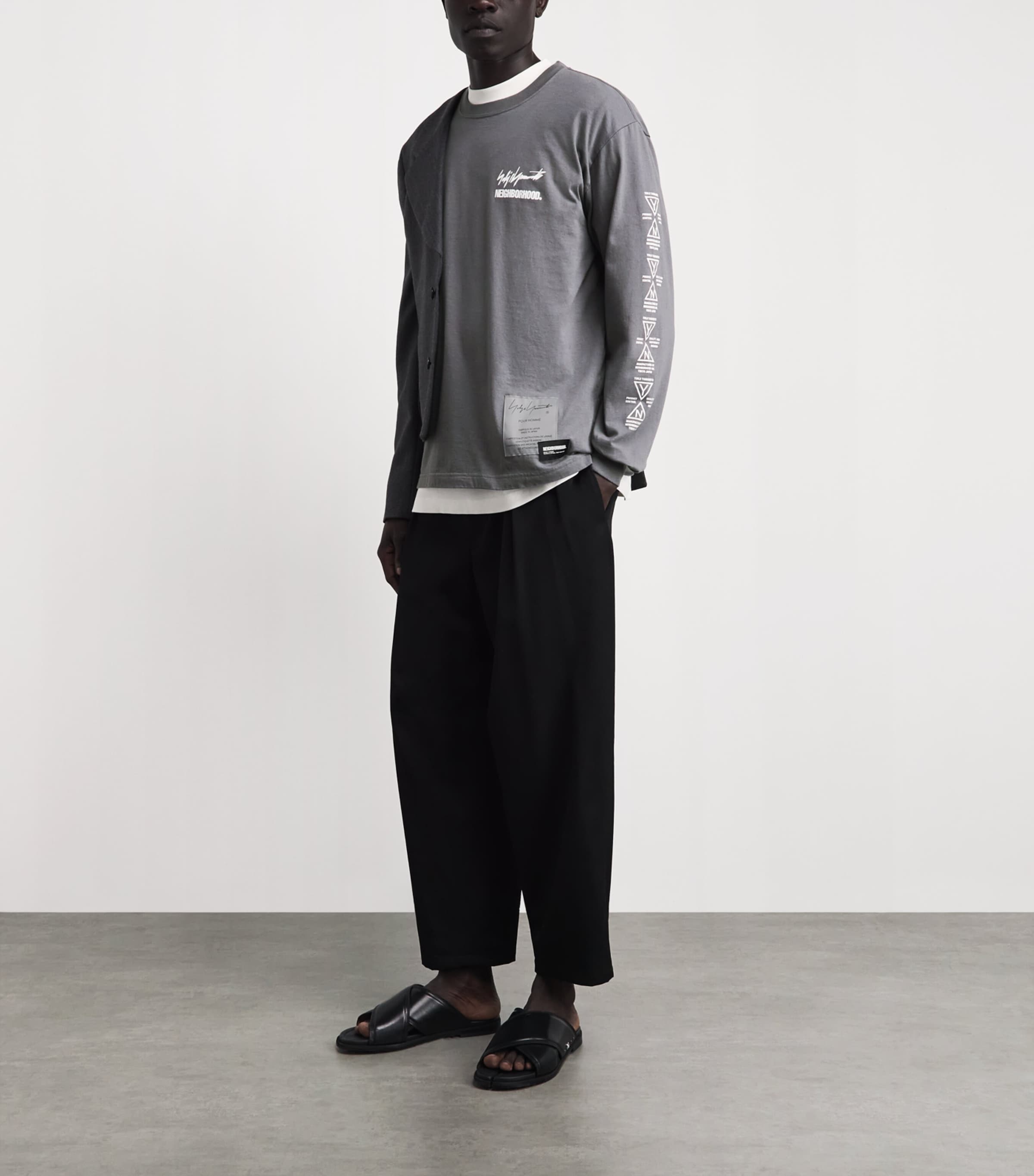 Yohji Yamamoto Mens x Neighborhood Cotton Long-Sleeve T-Shirt Grey Image 2