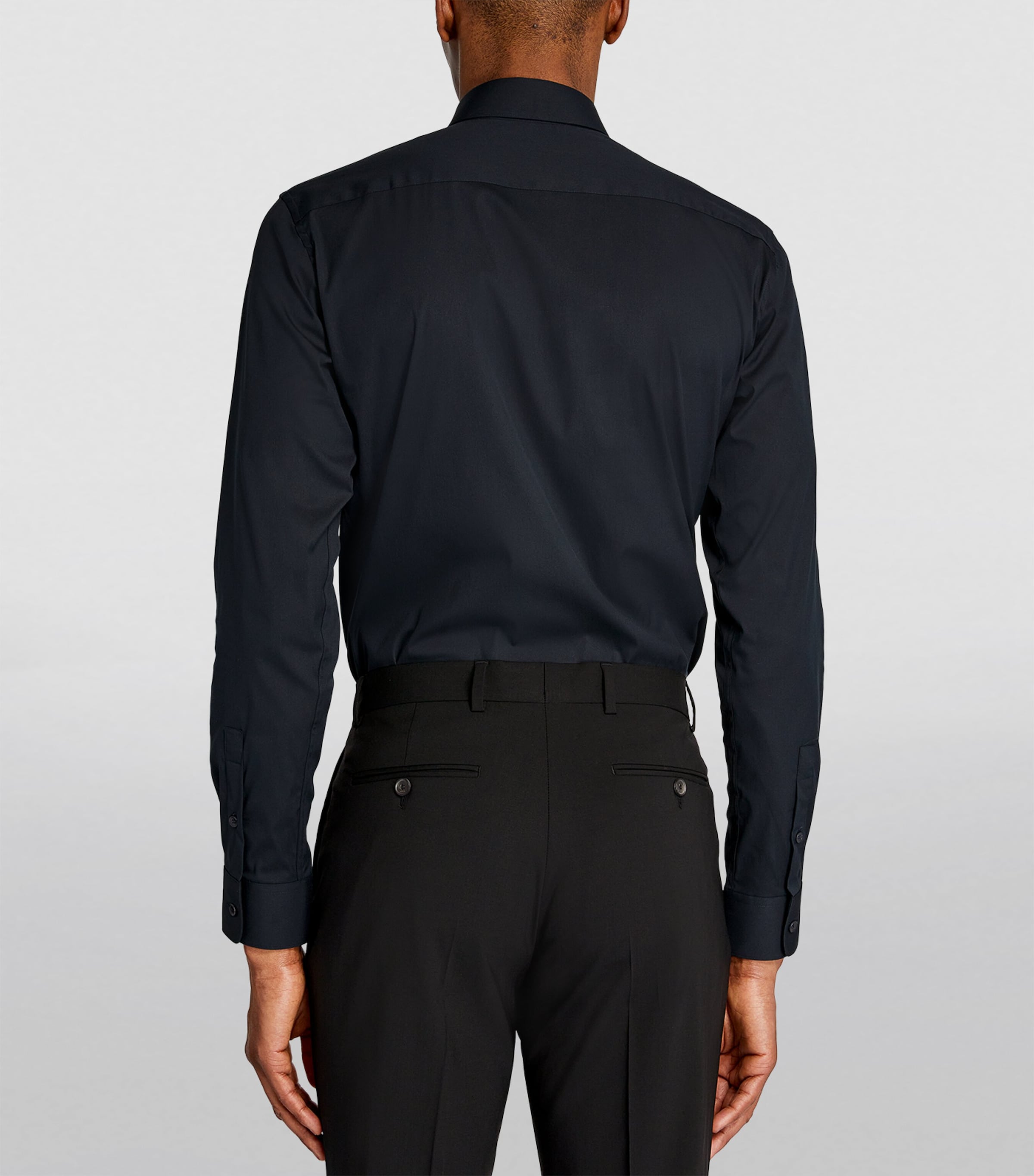 Cotton-Blend Point-Collar Shirt NAVY BLUE Image 4