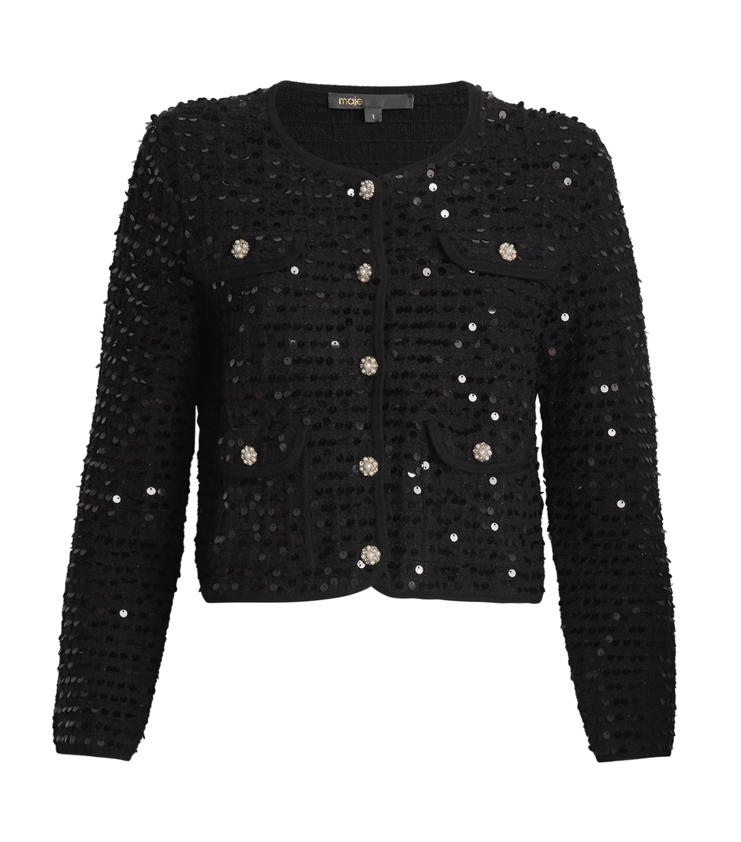 Maje Sequinned Cardigan In Black
