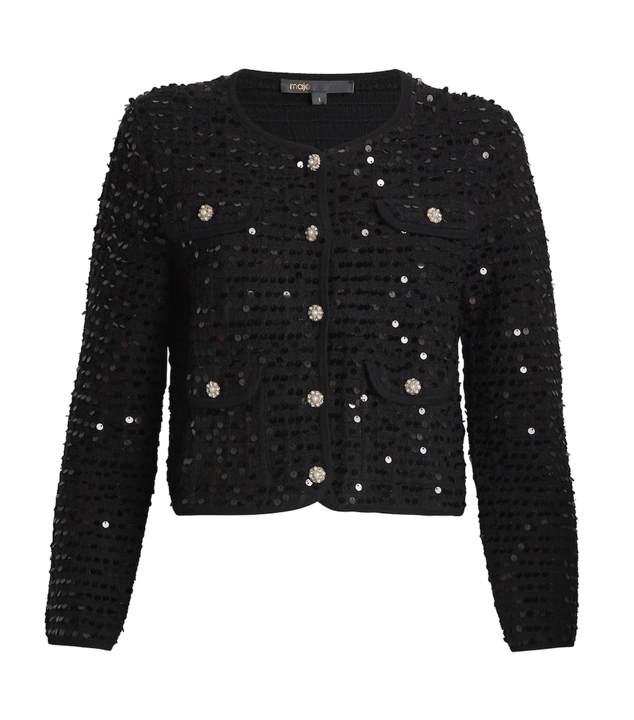 Sequinned Cardigan BLACK Image 1