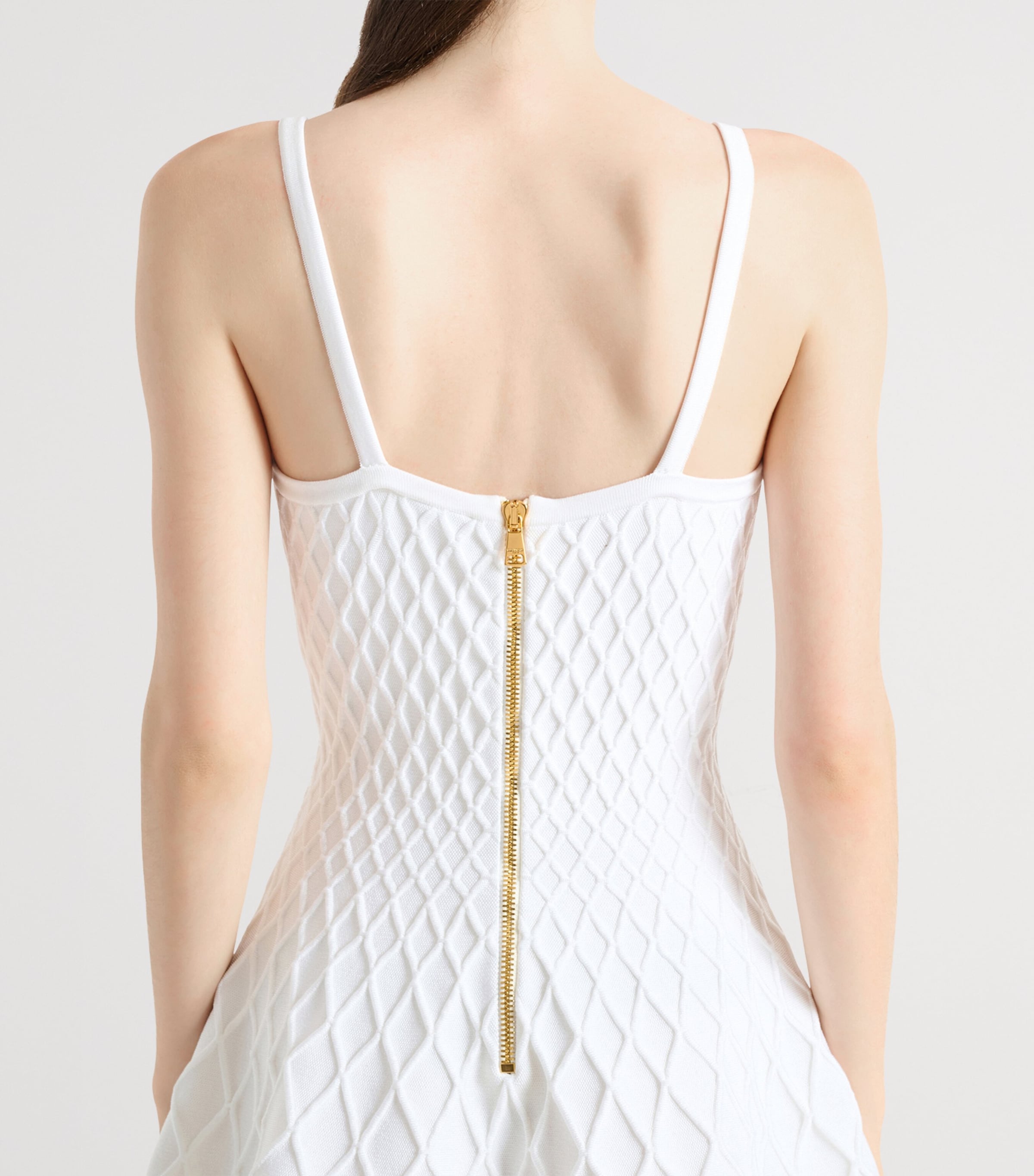 Balmain Womens Knitted Flared Mini Dress Blanc Image 6