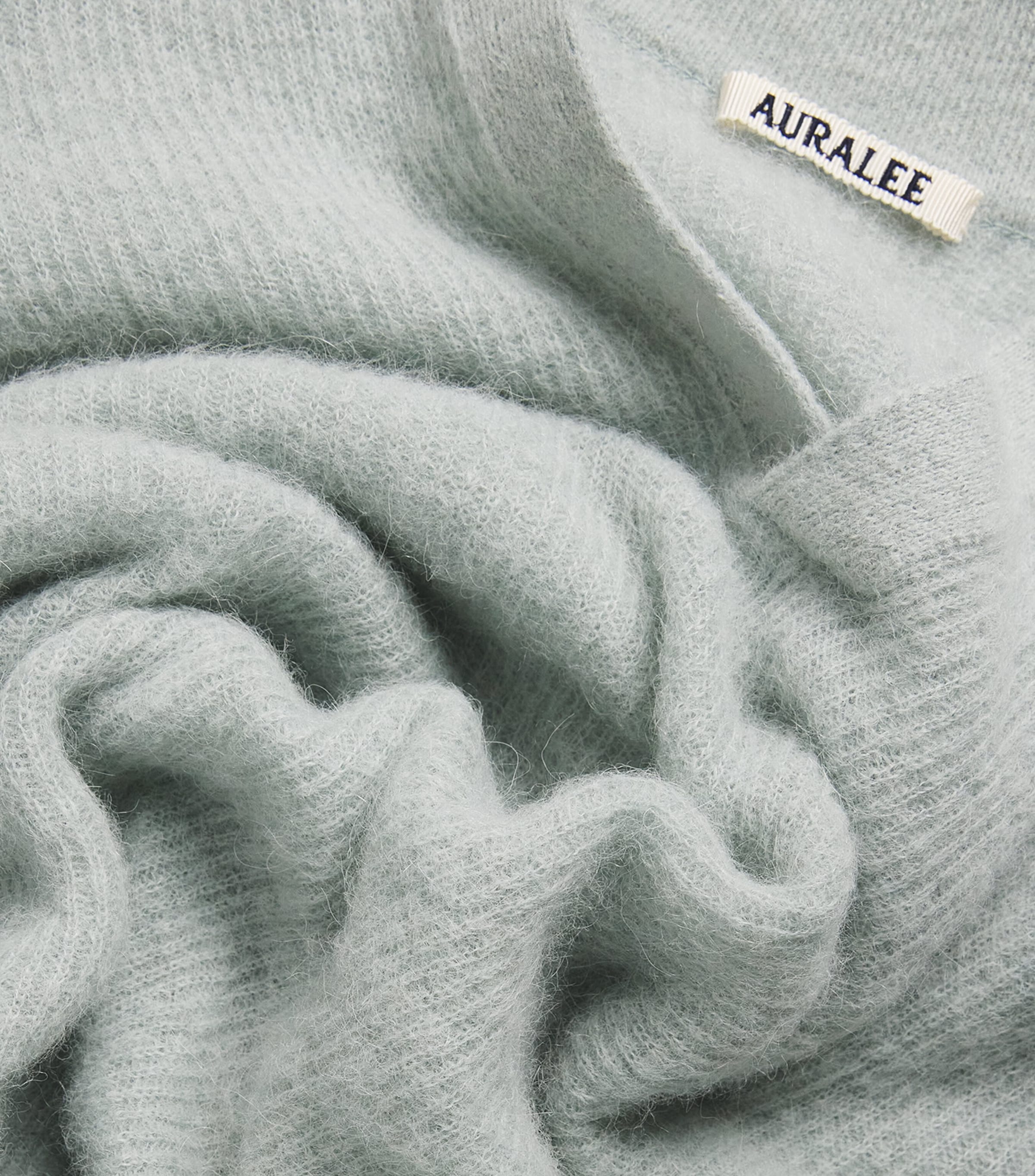 Auralee Mens Alpaca-Blend Skipper Polo Sweater Dusty Mint Image 6