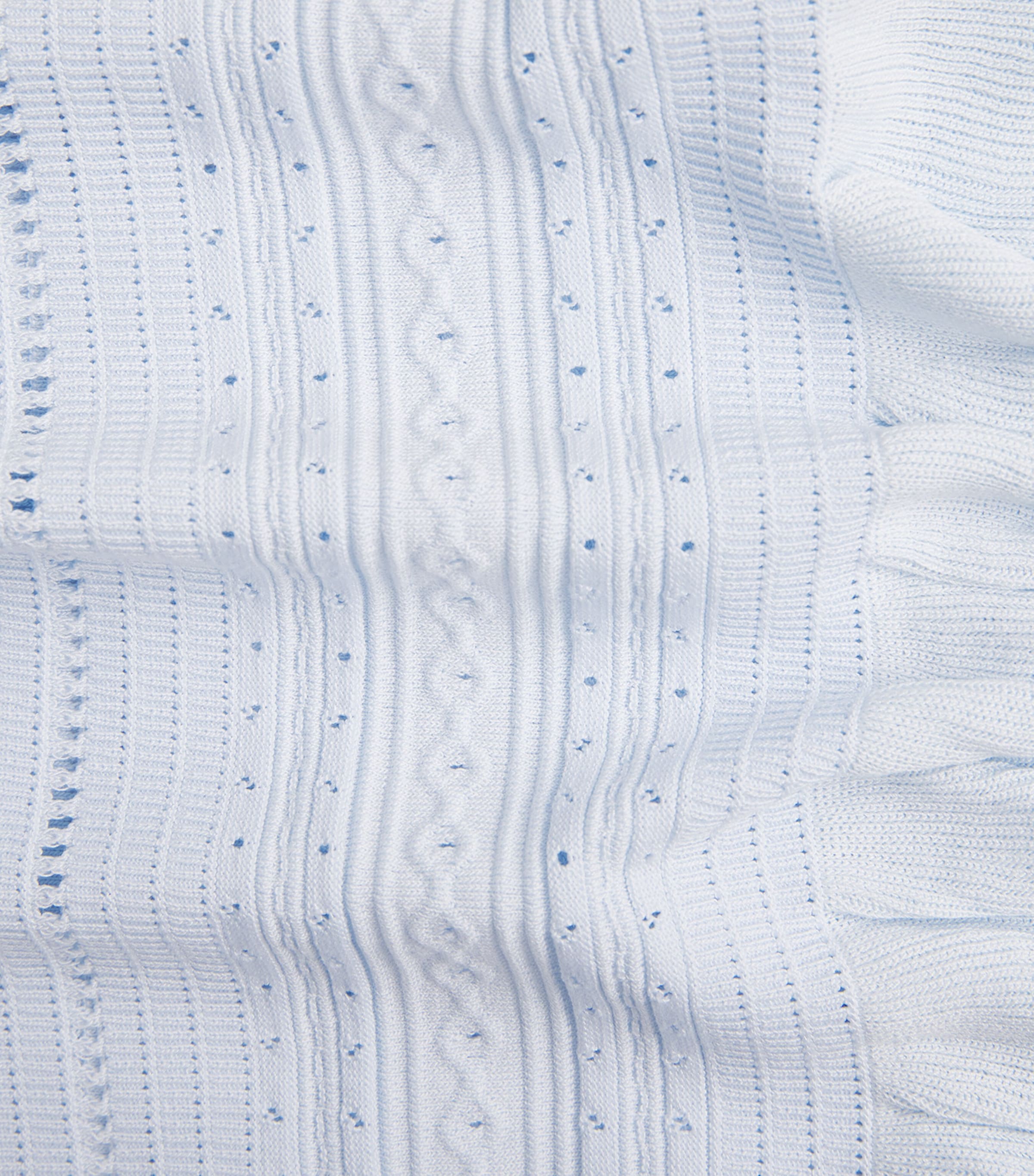 Maje Womens Ruffled Pointelle Knit Top Blue Sky Image 6