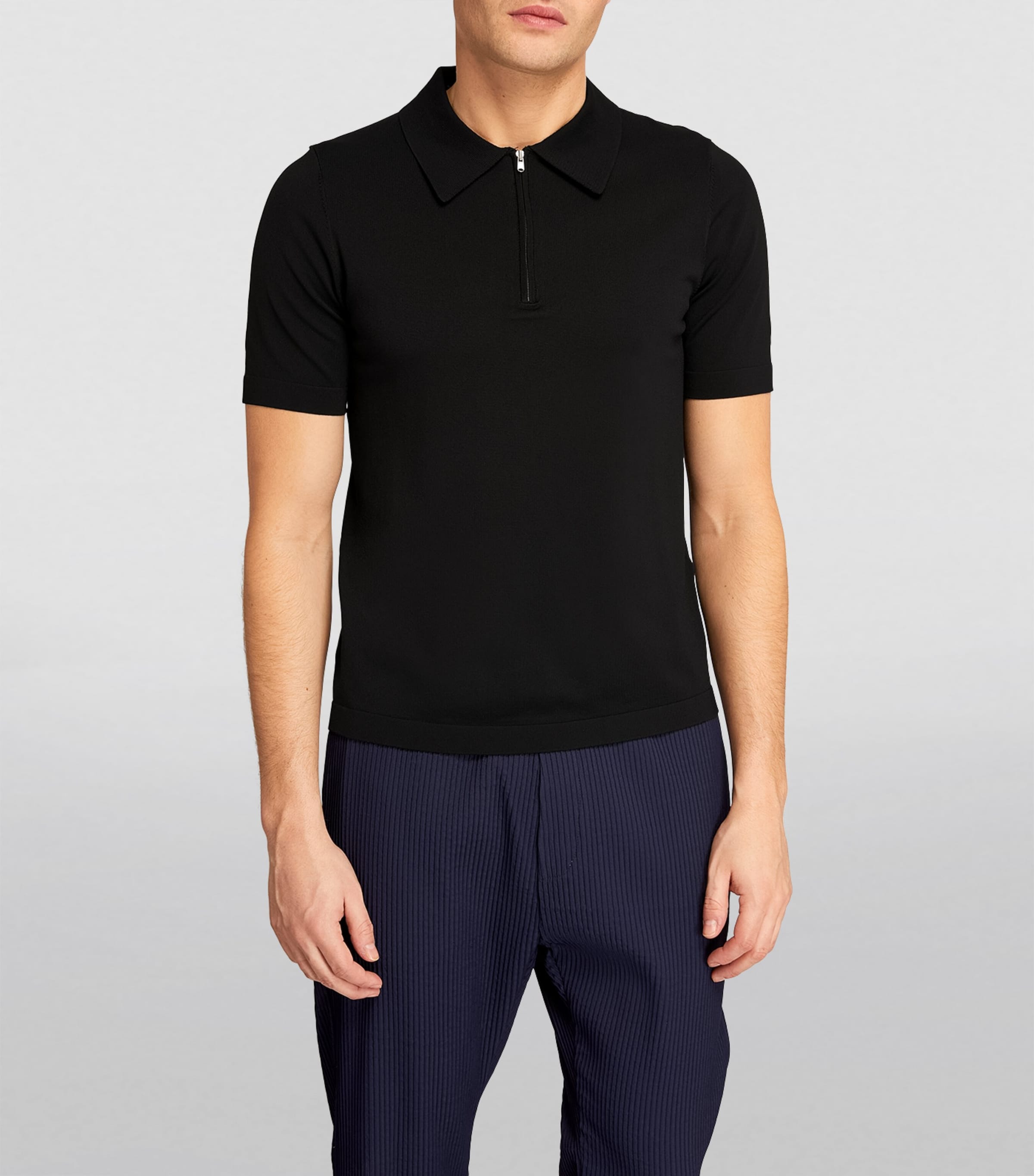 Half-Zip Polo Shirt BLACK Image 3
