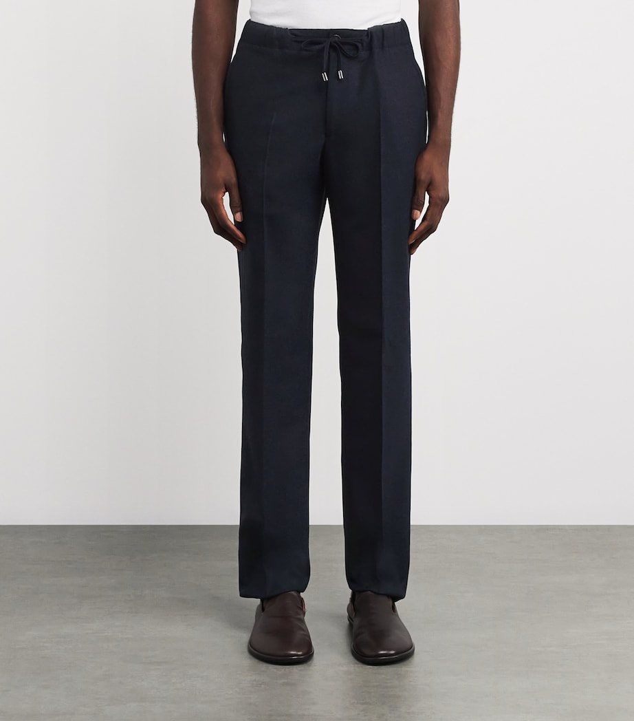 Virgin Wool Drawstring Trousers 001/16 NAVY 7WA379 Image 3