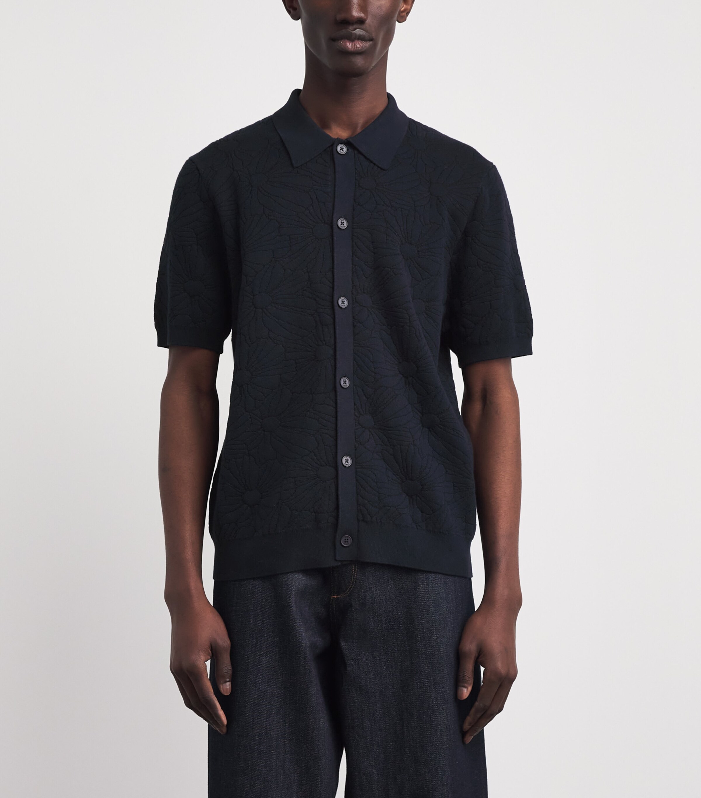Wax London Mens Cotton-Blend Tellaro Shirt Navy / Black Image 4