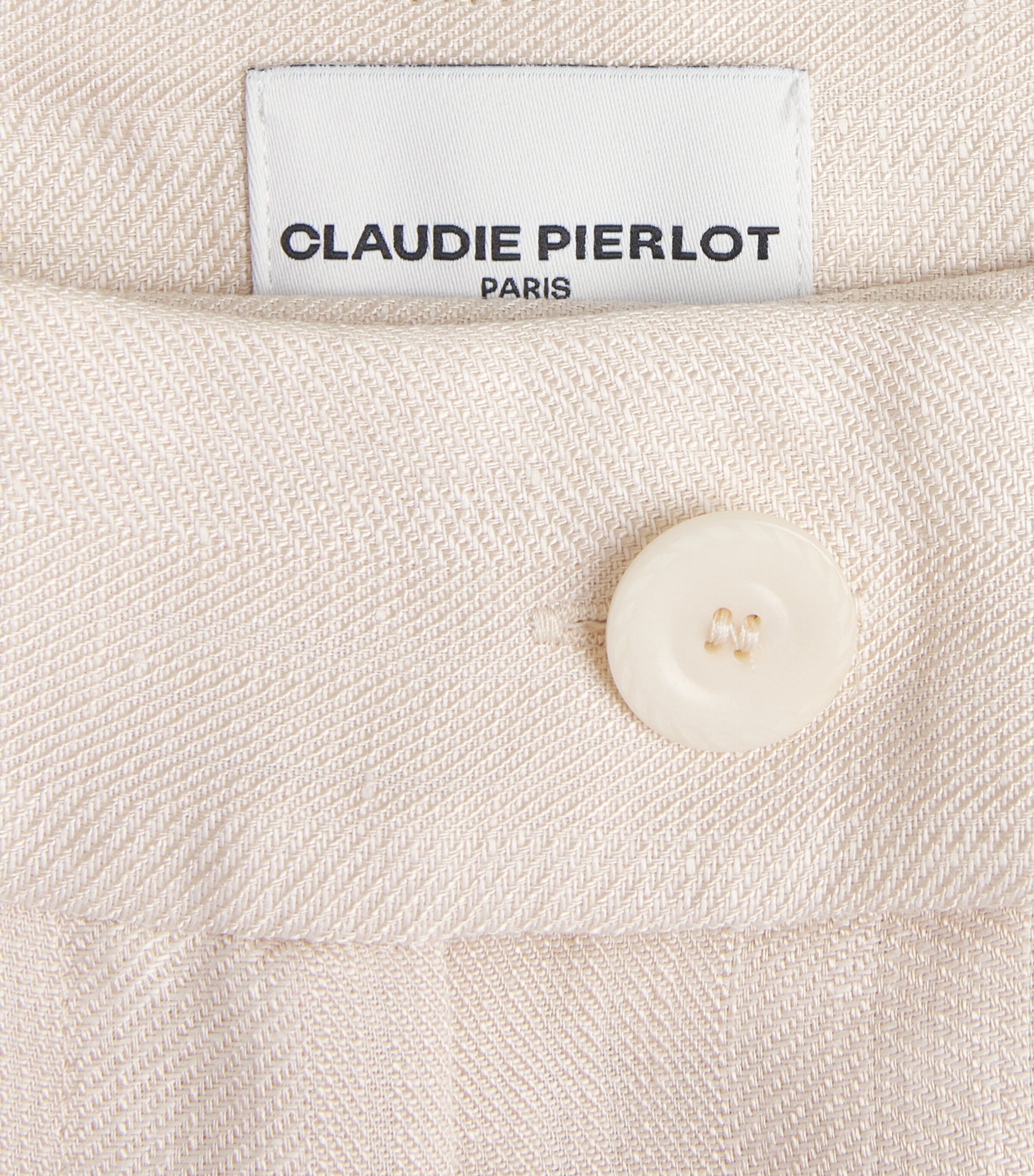 Claudie Pierlot Womens Linen Cropped Trousers Sand Image 6