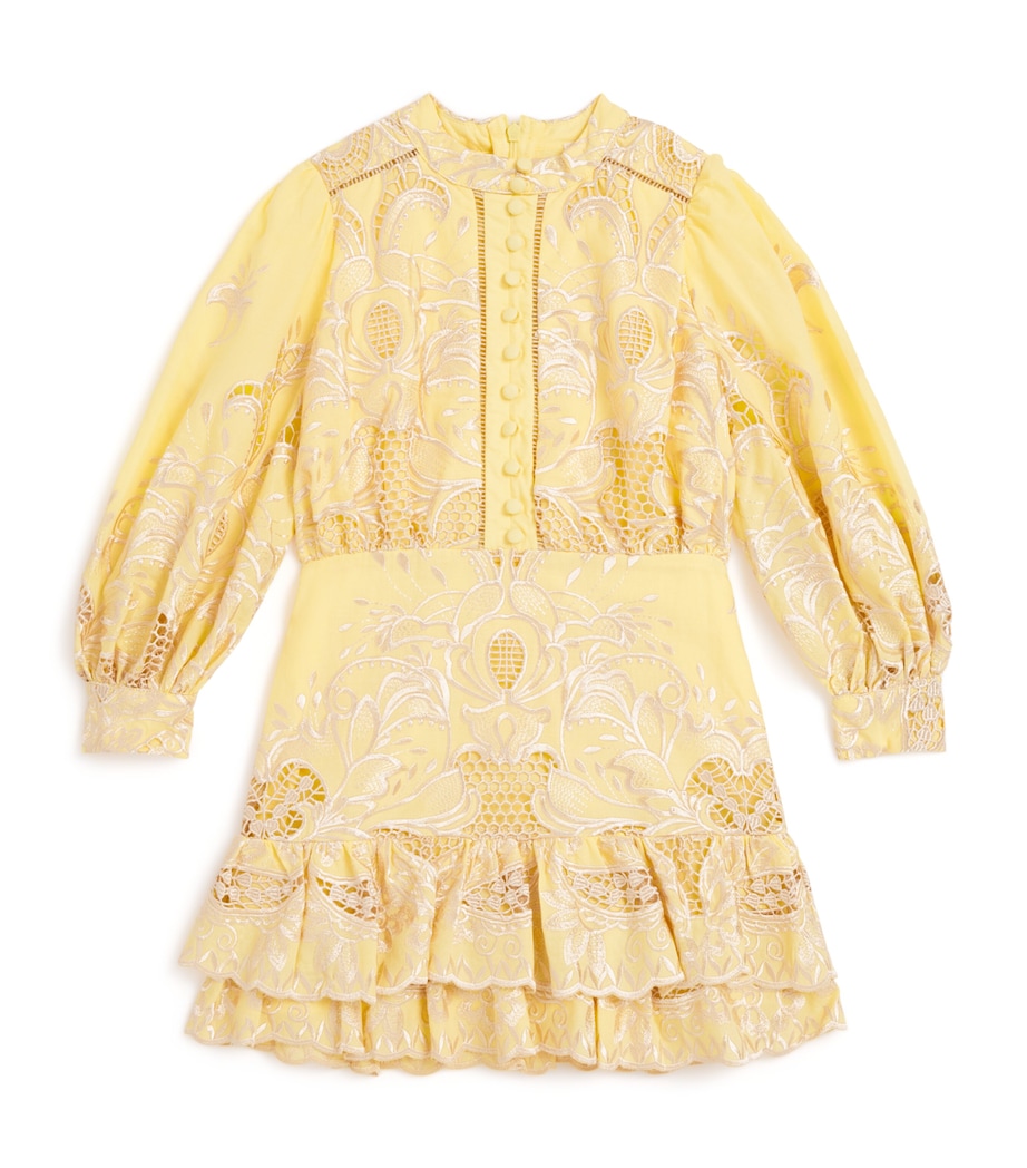 Cotton Embroidered Charm Mini Dress (3-16 Years) YELLOW Image 1