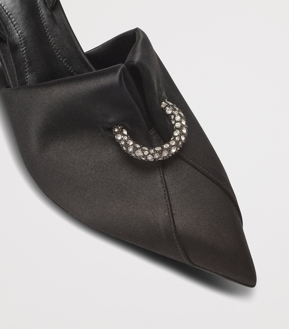 Satin Pierced Slingback Heeled Mules 75 0PA NOIR Image 8