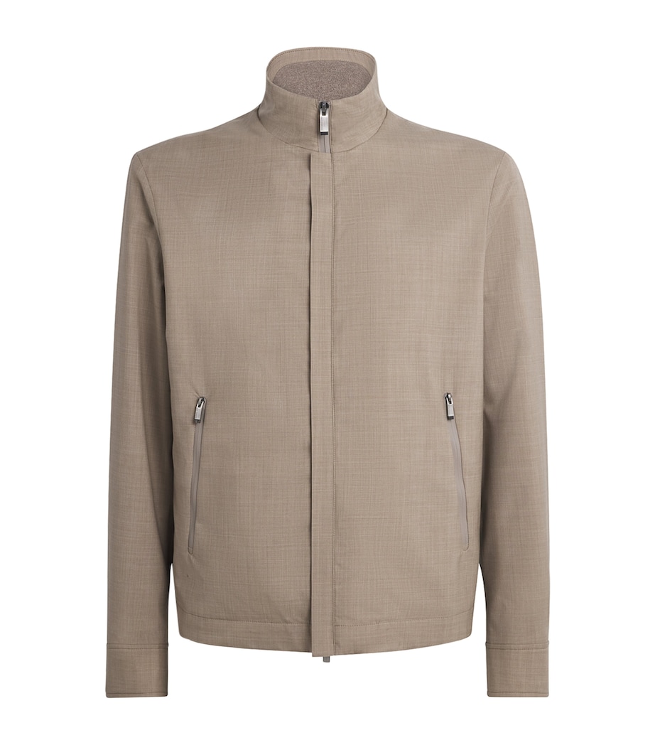 Paul & Shark Mens Wool-Silk Bomber Jacket Beige Image 1