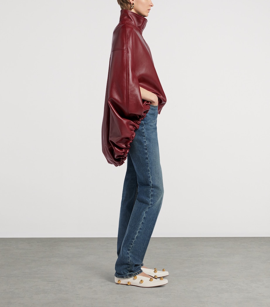 Balenciaga Womens Leather Double-Layer Cape Image 4