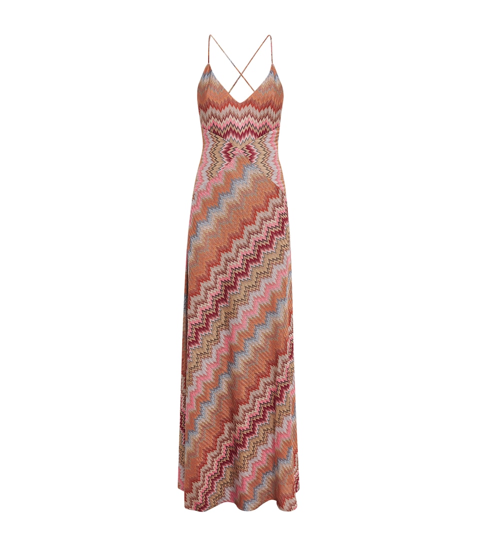 Missoni Zigzag Maxi Dress Pink/rust Tone