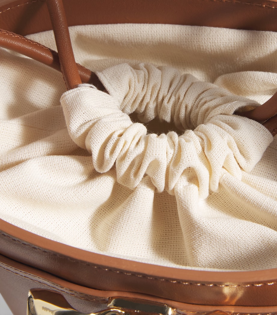 Leather Bow Bucket Bag TAN Image 4