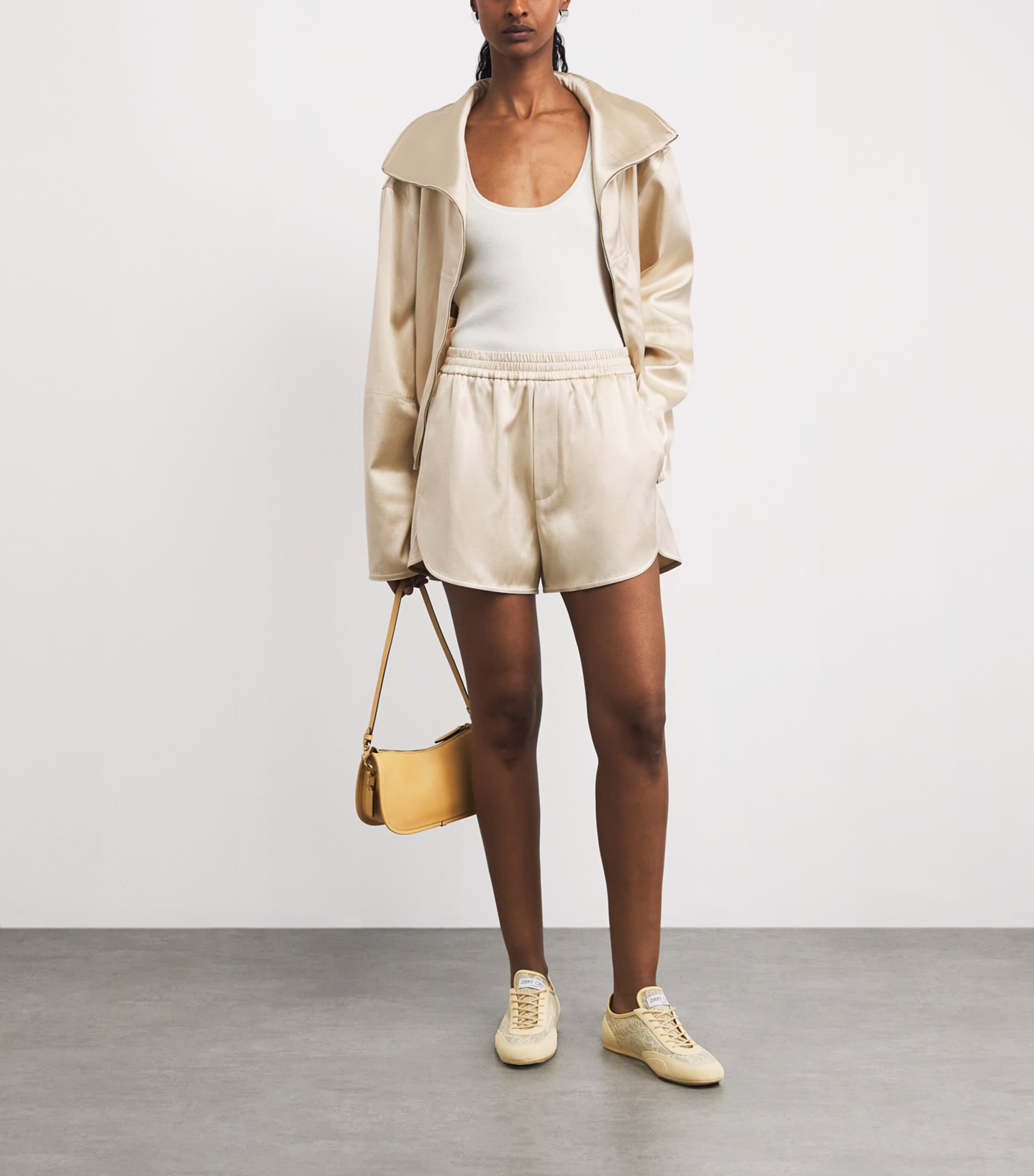 Nanushka Womens Satin Alonza Bomber Jacket Creme Image 2