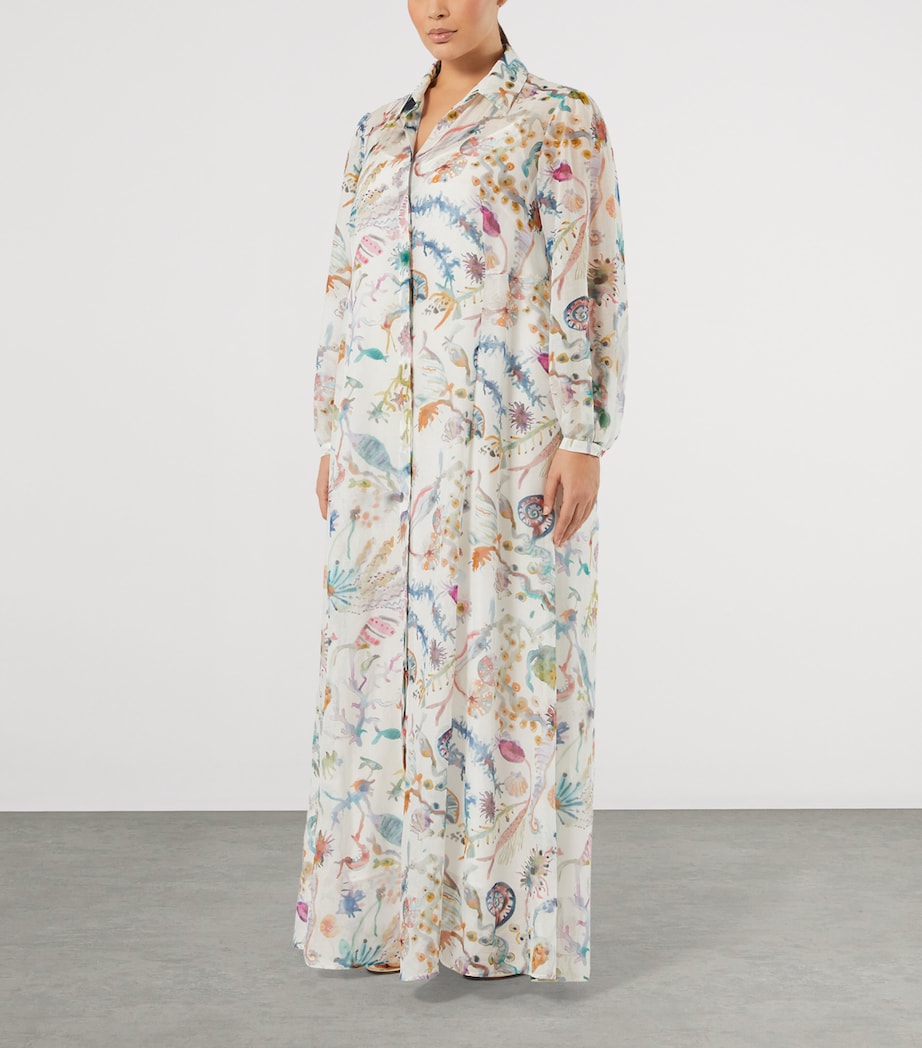 Marina Rinaldi Womens Cotton-Silk Maxi Shirt Dress Ice Image 3