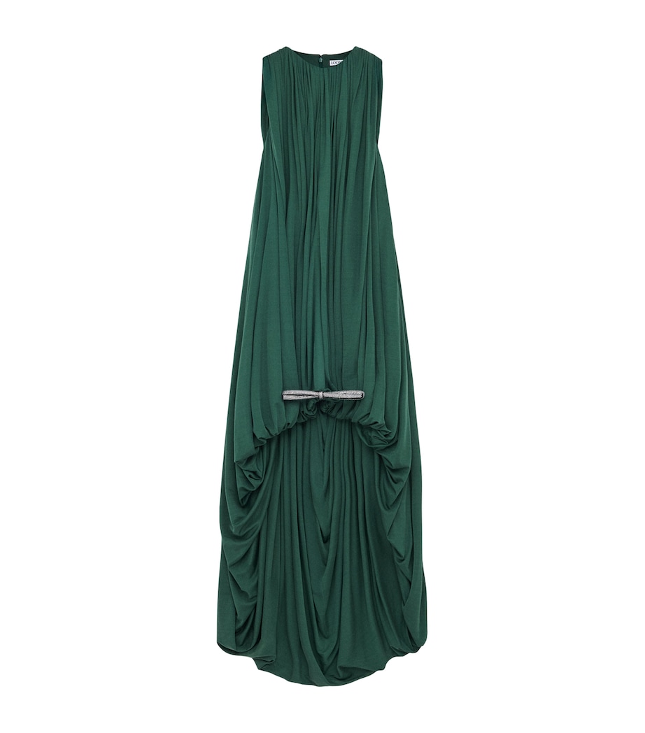 Silk High-Low Midi Dress GREEN Image 1