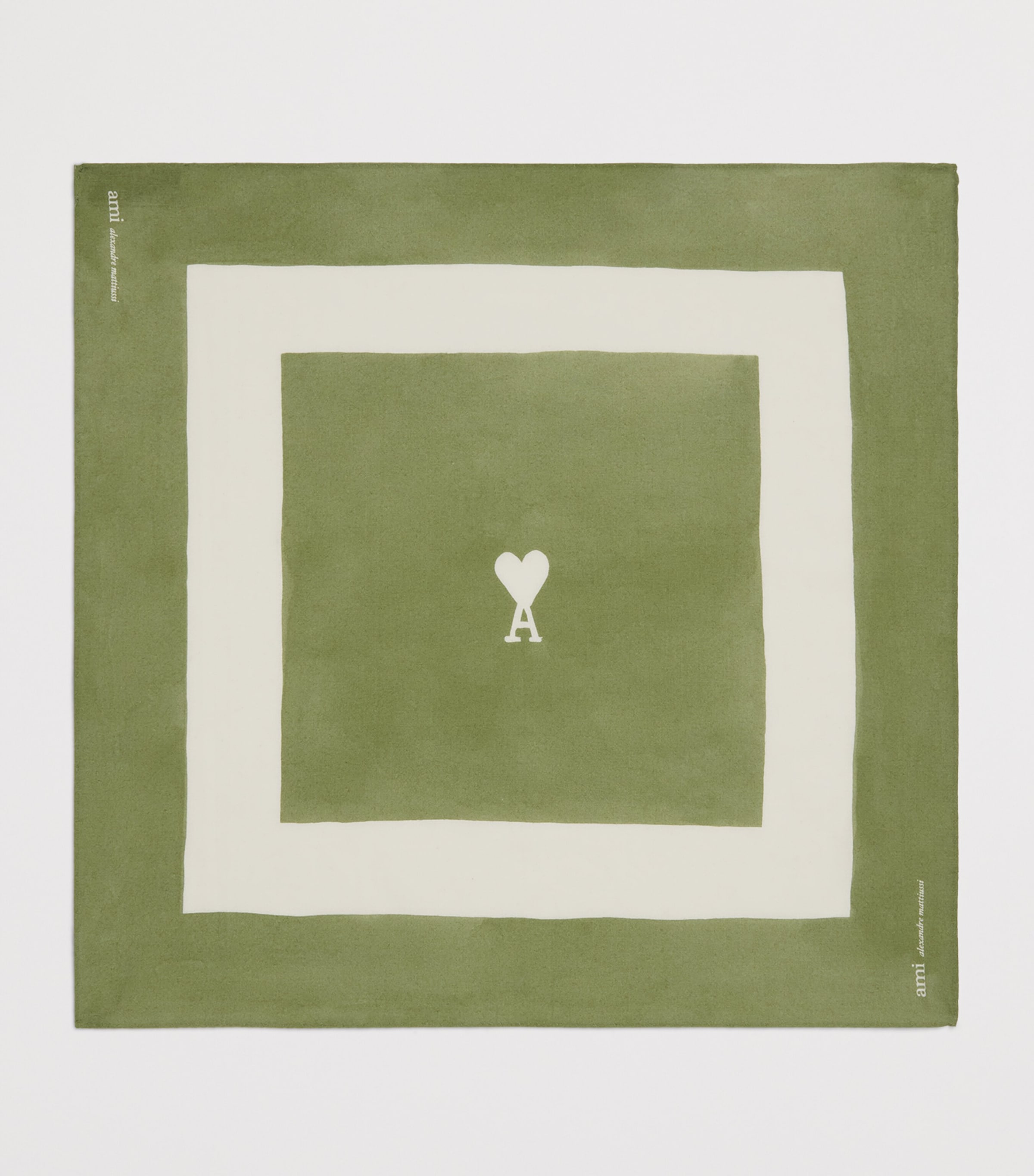 AMI Paris Cotton Ami de Coeur Scarf Matcha Image 3