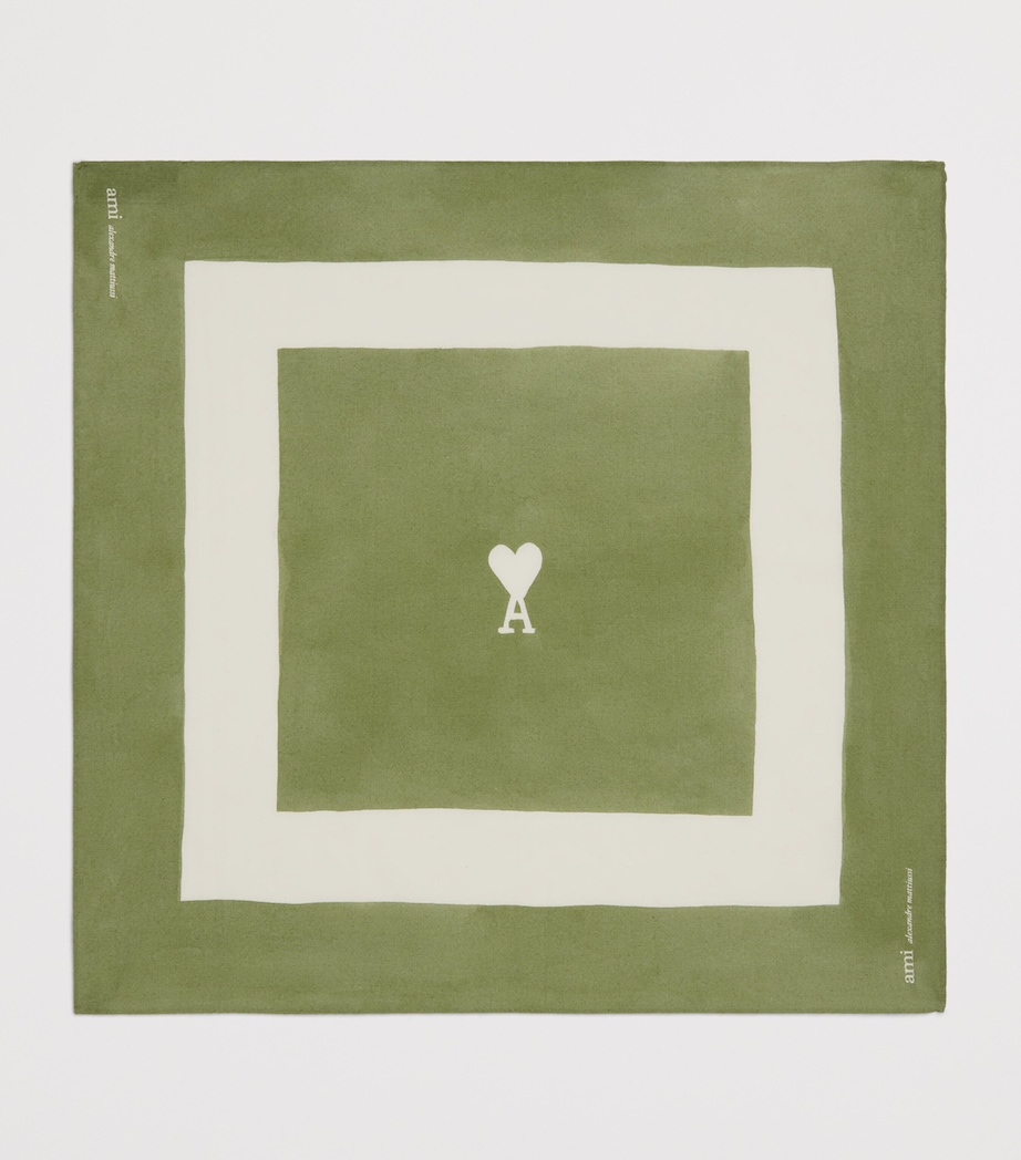 AMI Paris Cotton Ami de Coeur Scarf Matcha Image 3