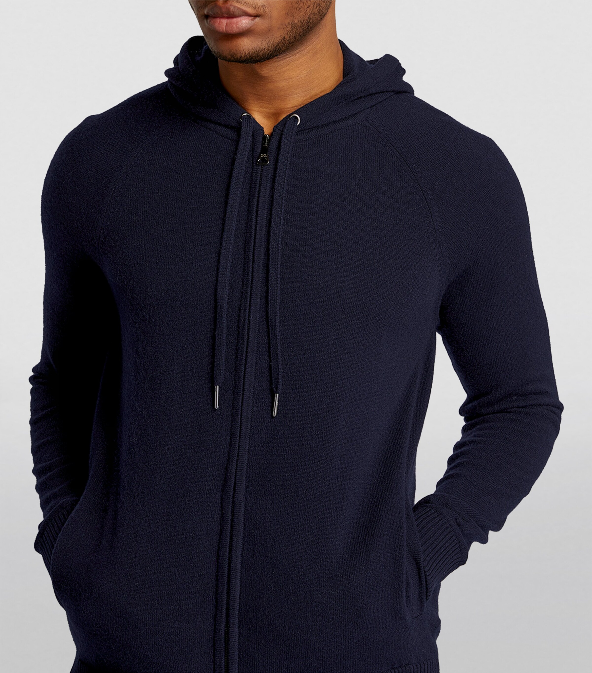 Derek Rose Mens Cashmere Finley Zip-Up Hoodie Nav/navy Image 7