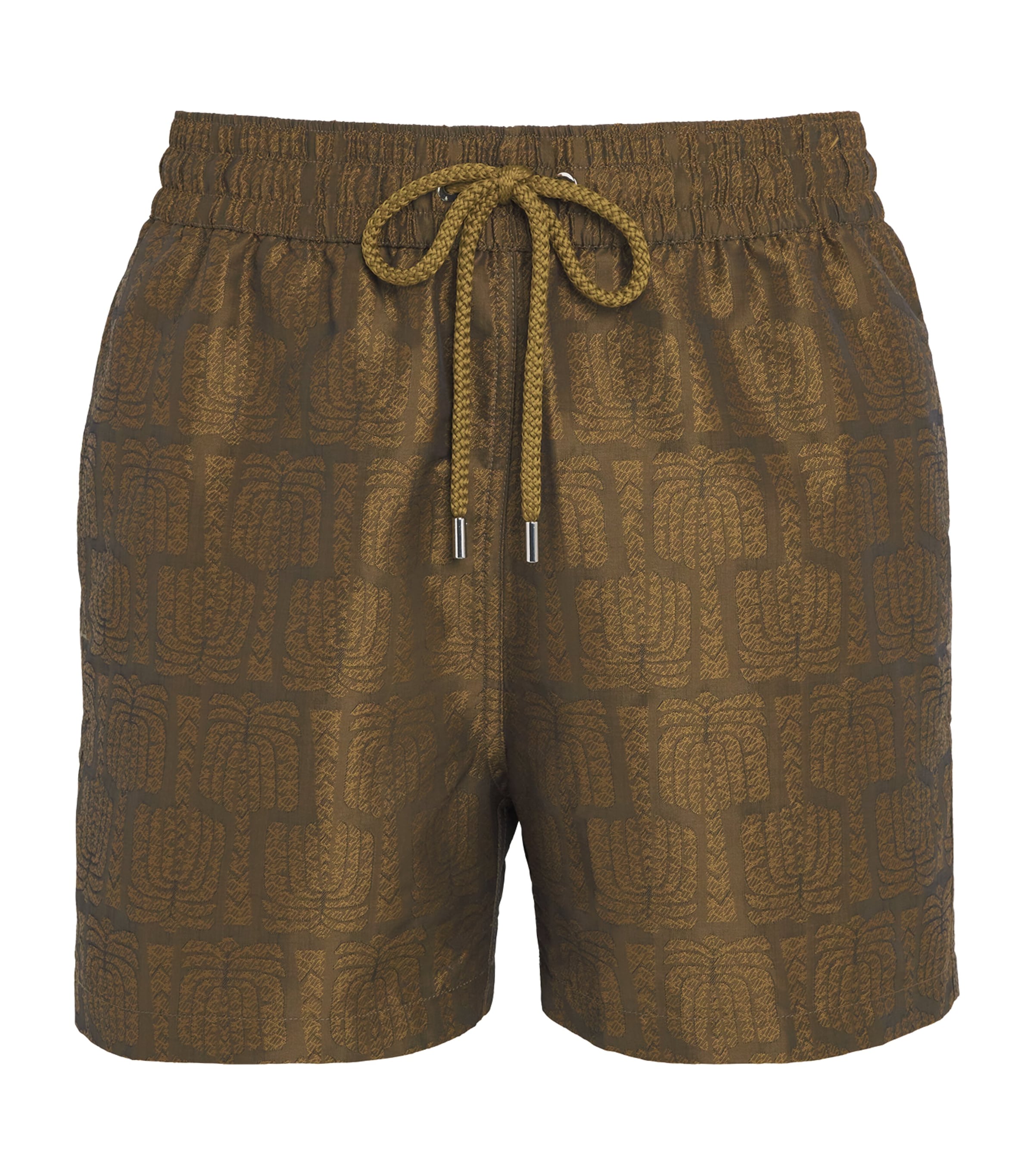 Frescobol Carioca Mens Dark Olive Rio Jacquard-pattern Swim Shorts Xl In Green
