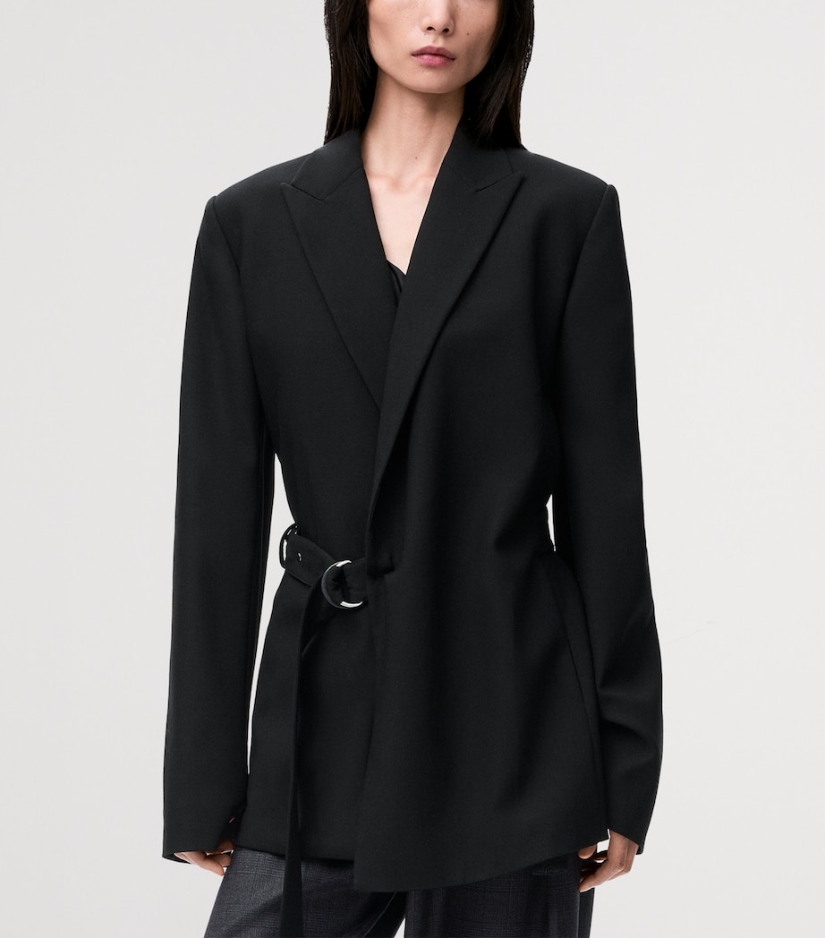 Wool Draped Blazer BLACK Image 3