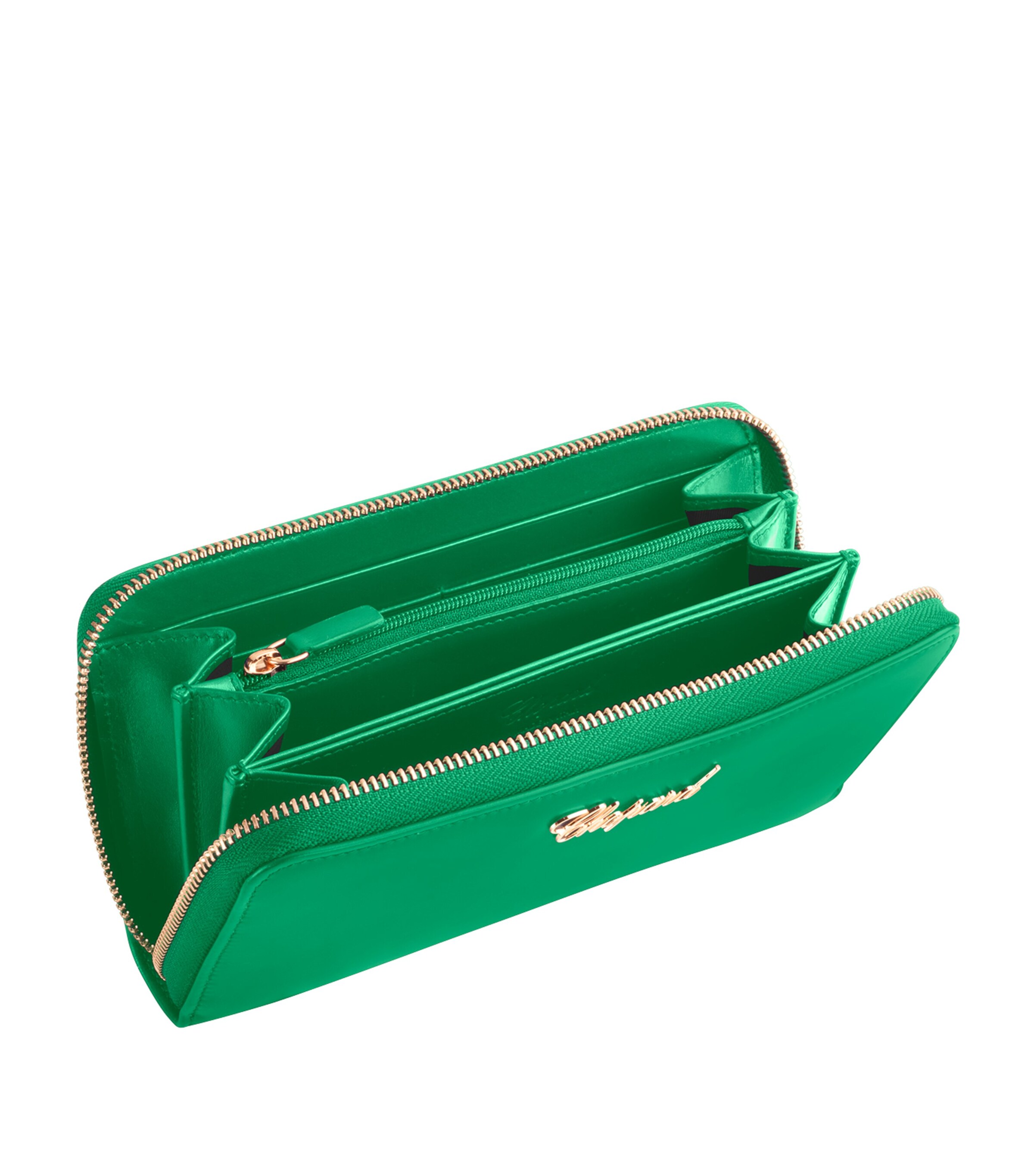 Leather Classic Zip-Around Wallet GREEN Image 2