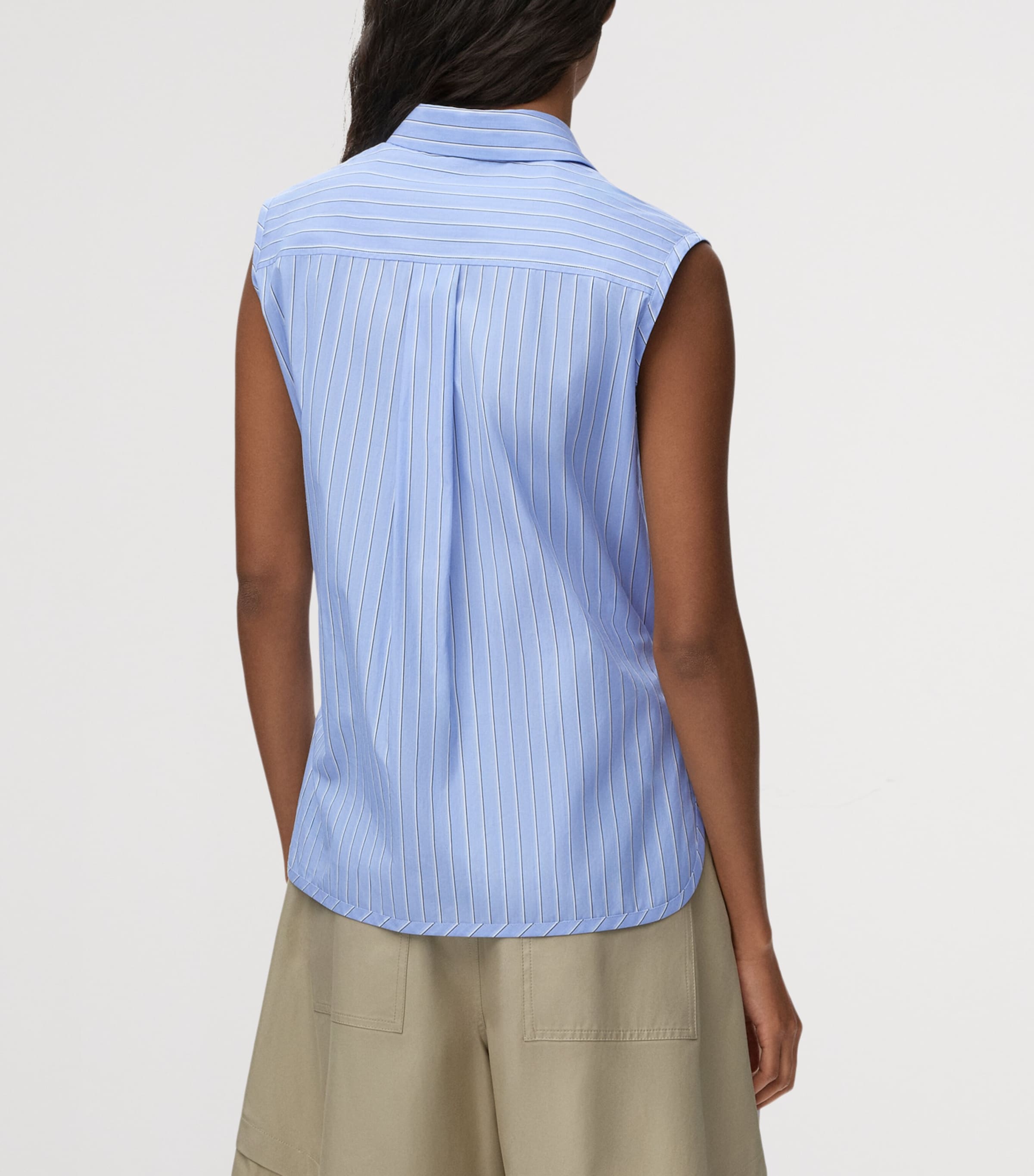 LOEWE Womens x Paula's Ibiza Cotton-Blend Stripe Sleeveless Shirt Blue/multicolor Image 4