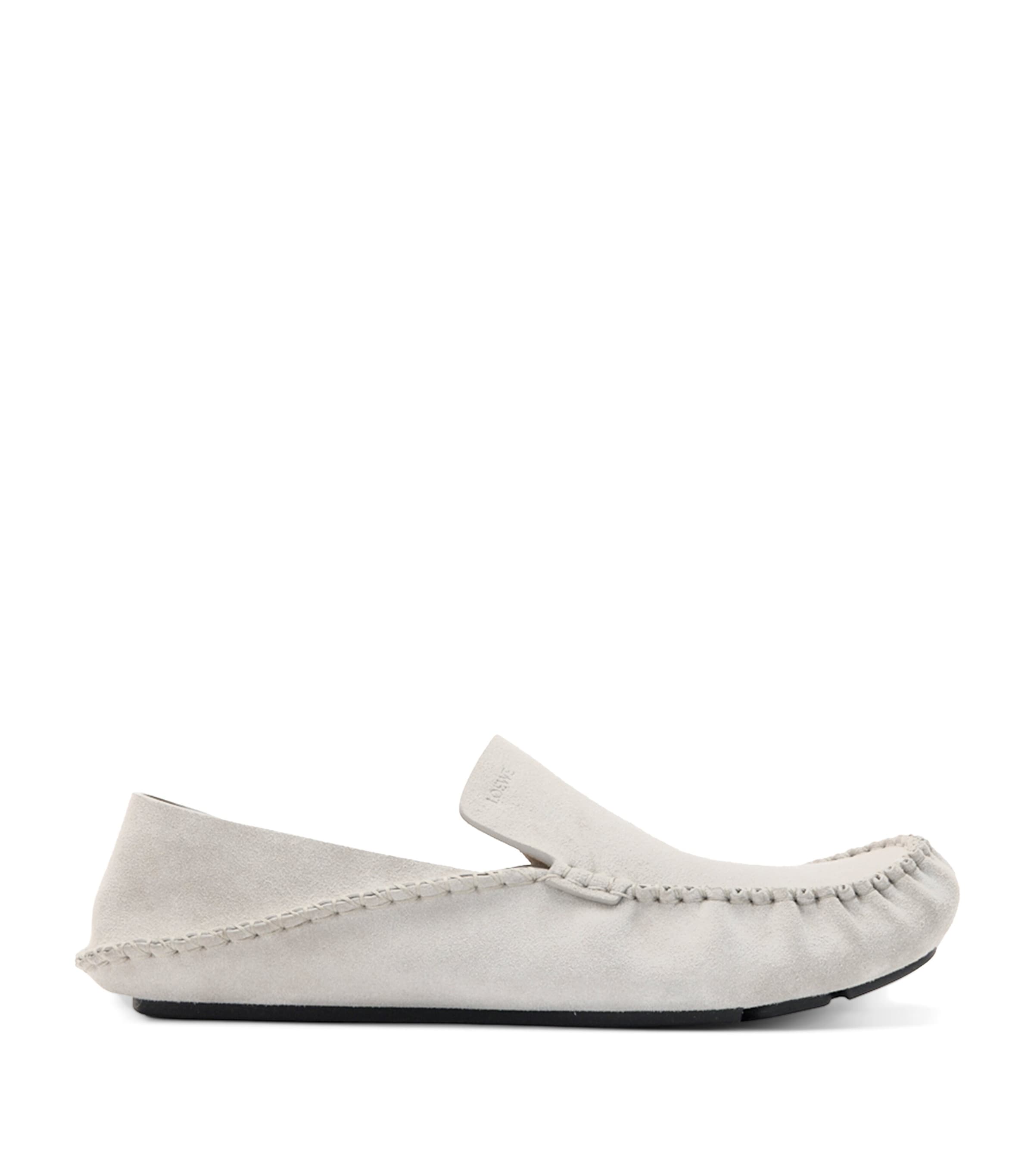 LOEWE Suede Rambla Loafers Light Grey Image 1