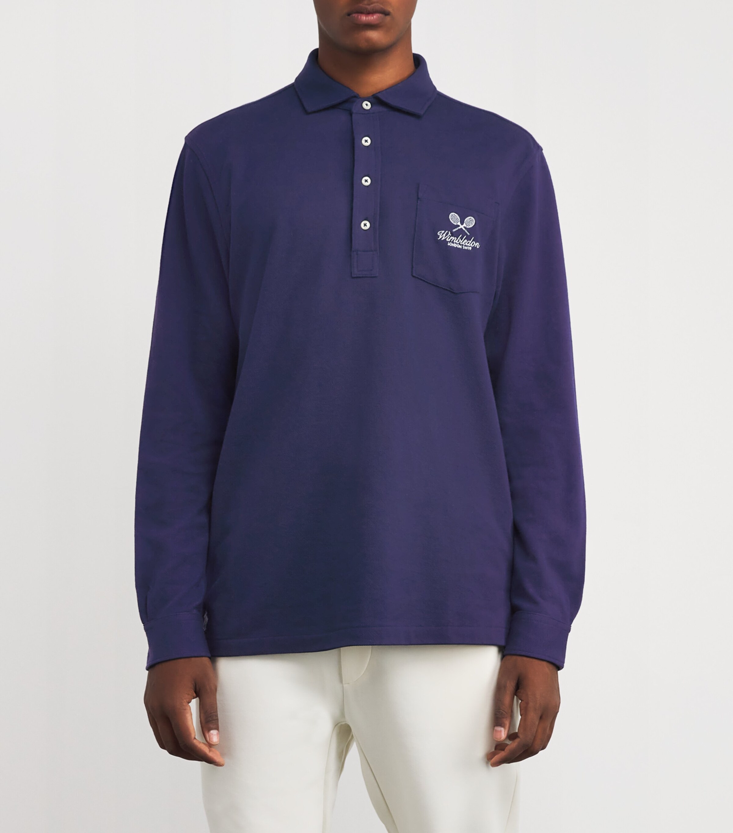 RLX Ralph Lauren Navy x Wimbledon Cotton Logo Crest Polo Shirt