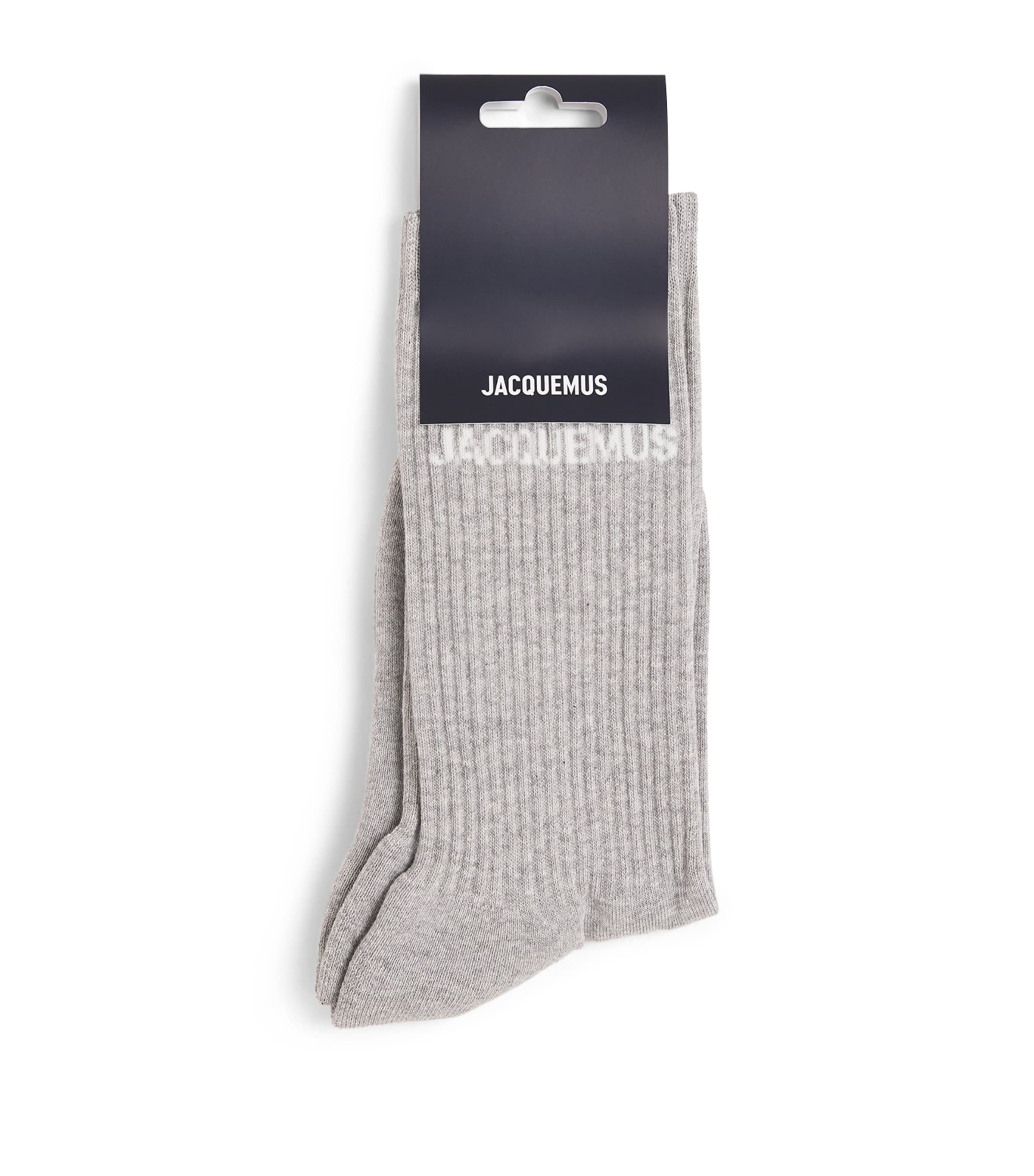 Shop Jacquemus L'écharpe Logo Socks In Grey