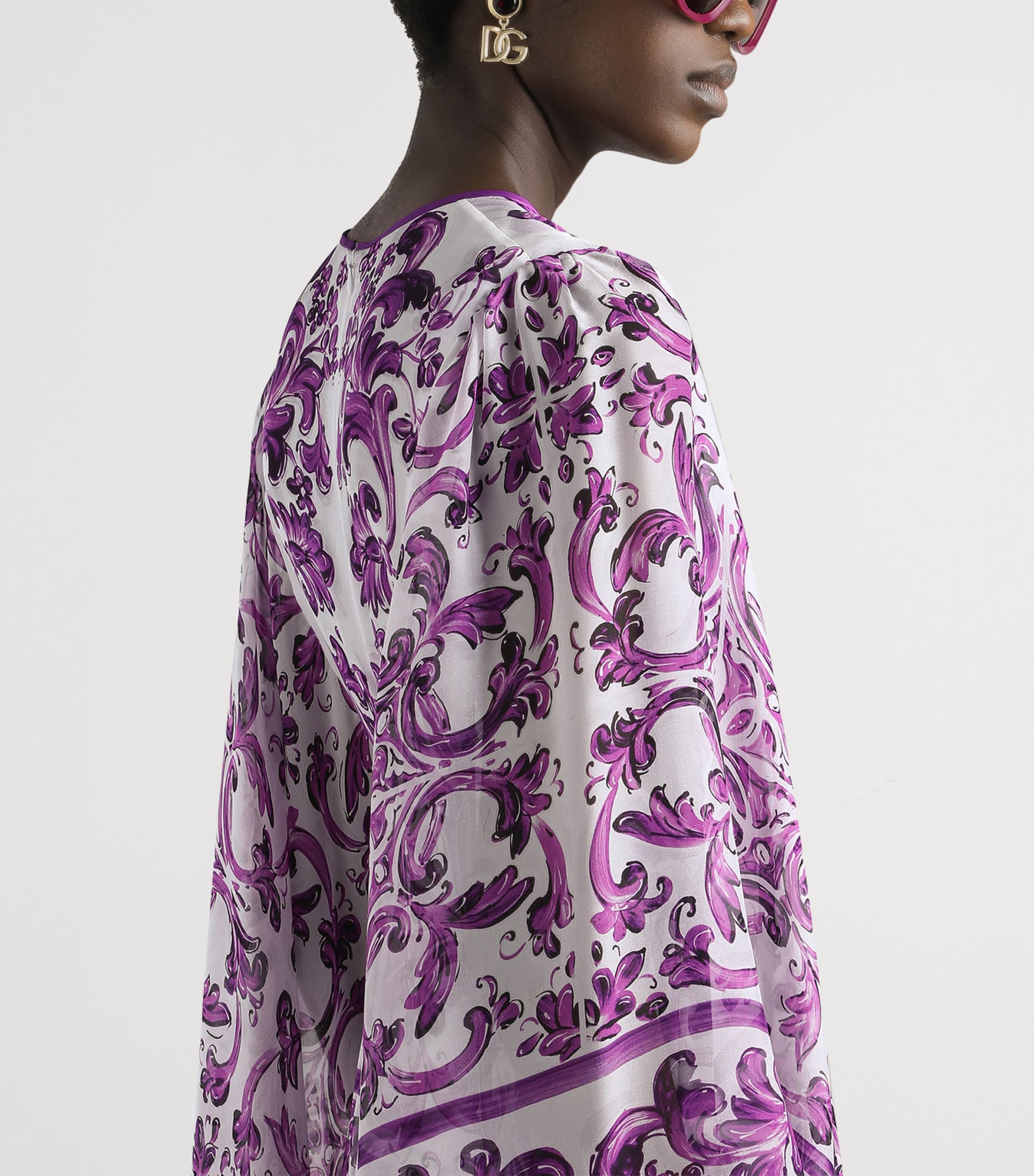 Silk Majolica Print Kaftan Dress HD5DQ-MAIOLICA Image 3