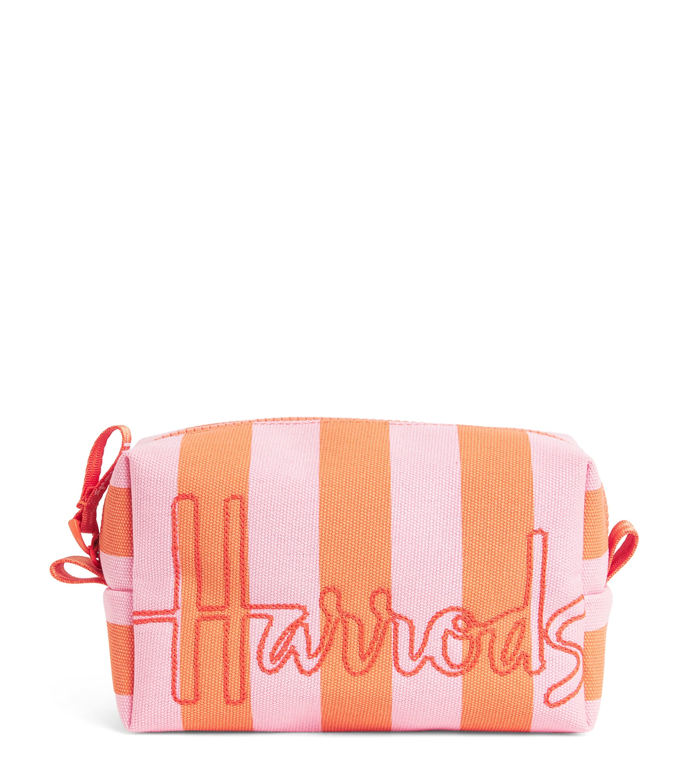 Cotton Stripe Logo Cosmetics Bag PINK Image 1