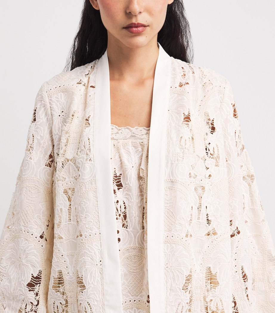 Loretta Caponi Womens Cotton Embroidered Ansedonia Robe Isola Bella Image 3