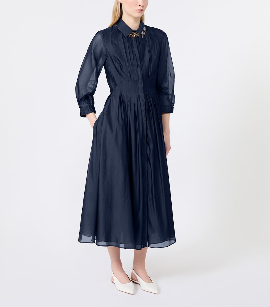 Max Mara Womens Silk-Blend Midi Shirt Dress Ultramarine Image 2