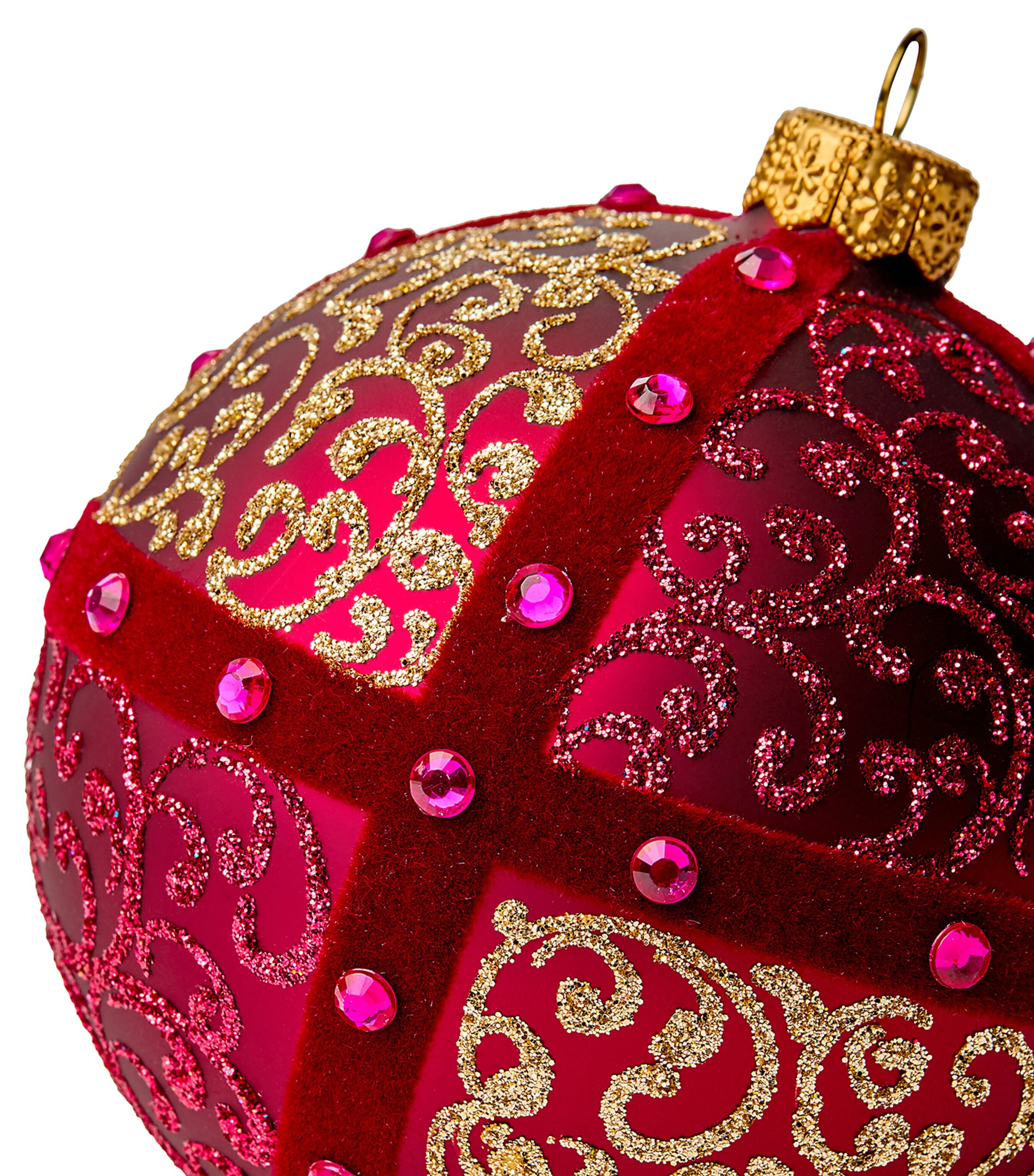 Harrods Glass Embellished Bauble Burgundy Image 2