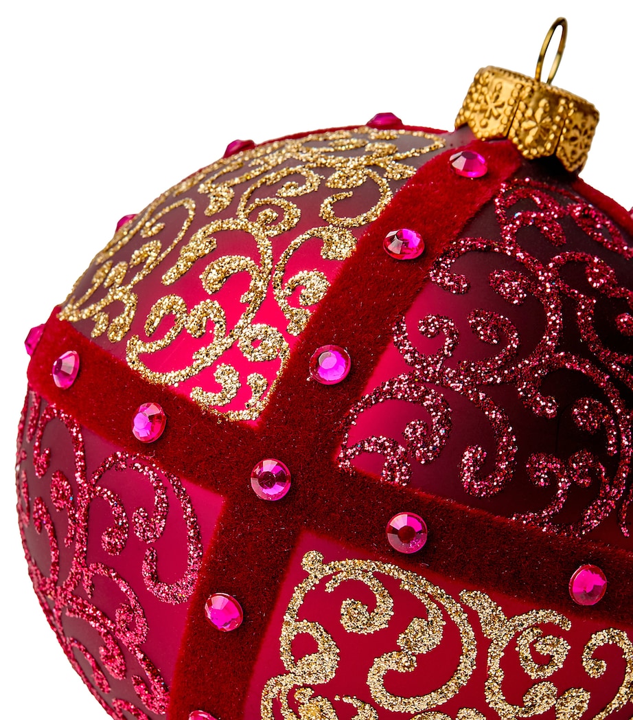 Glass Embellished Bauble BURGUNDY Image 2