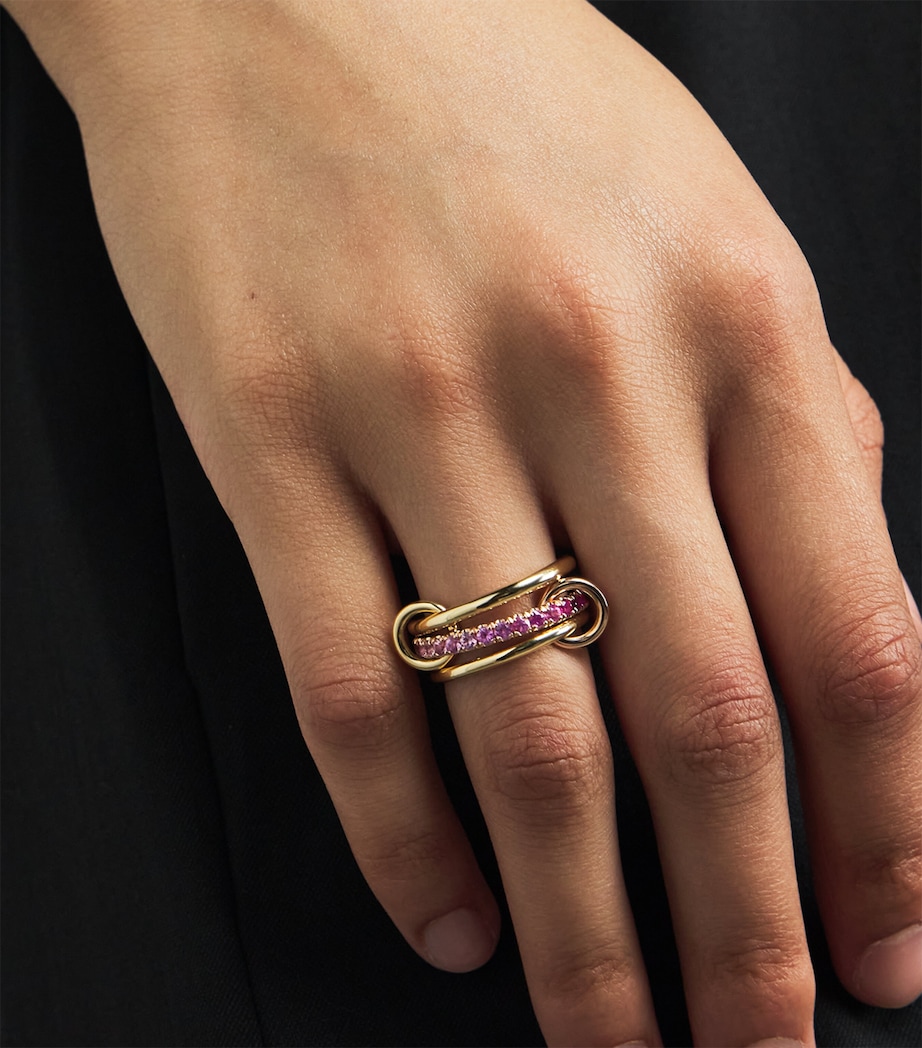 Mixed Gold and Sapphire Petunia Ring YELLOW GOLD Image 5