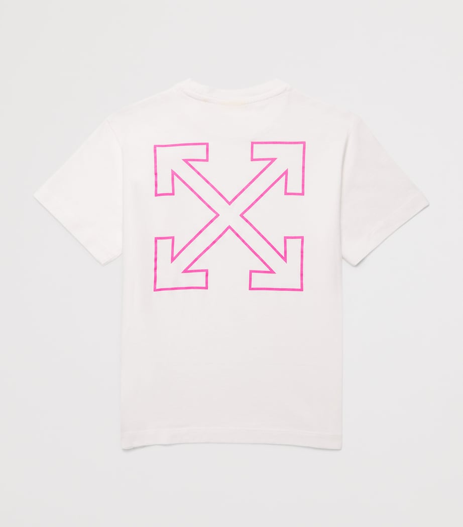 Cotton Arrow Outline T-Shirt (4-12+ Years) 0132WHITE-FUCHSIA Image 2
