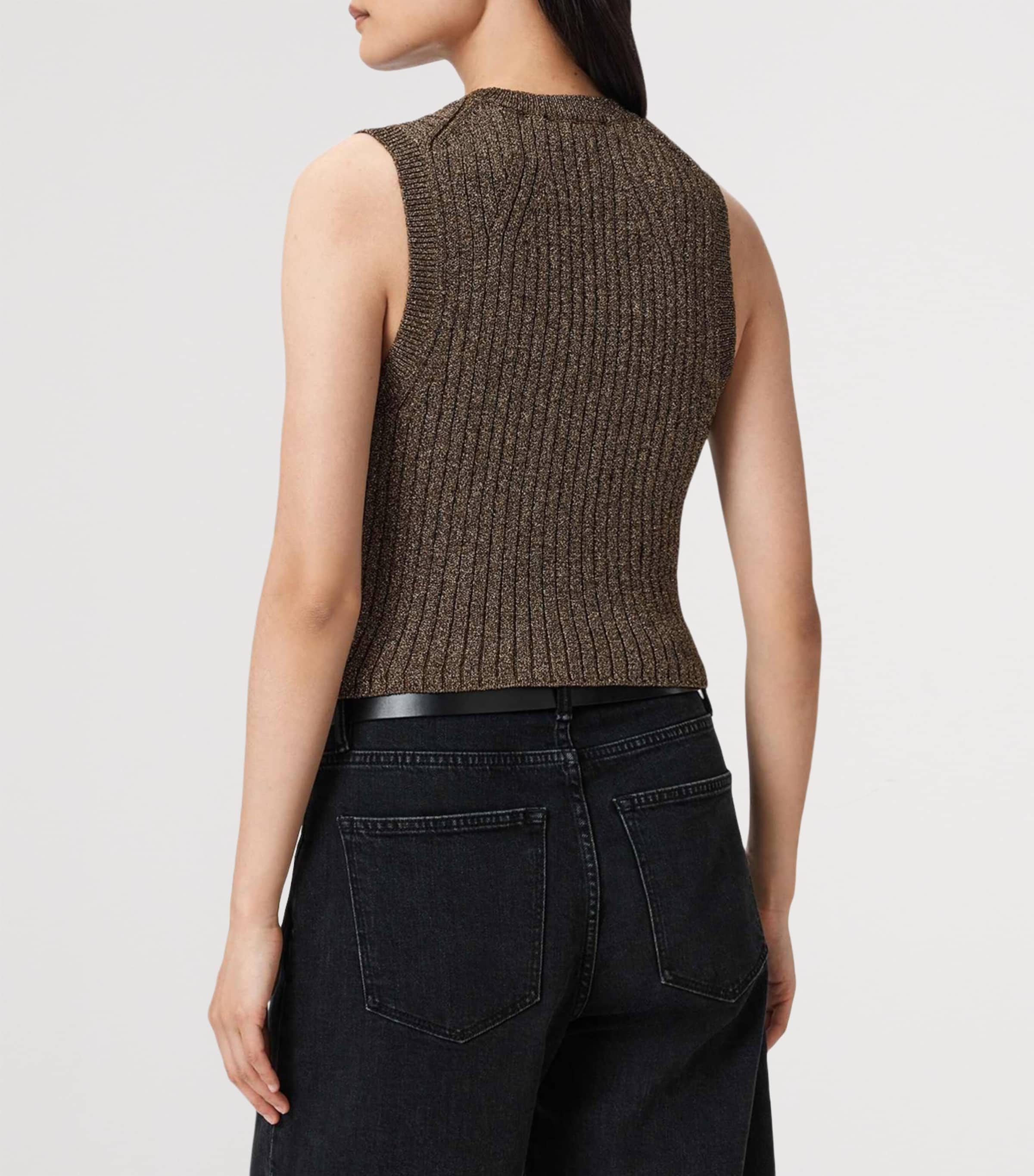 Metallic-Trim Cruz Sweater Vest BRONZE BROWN Image 5