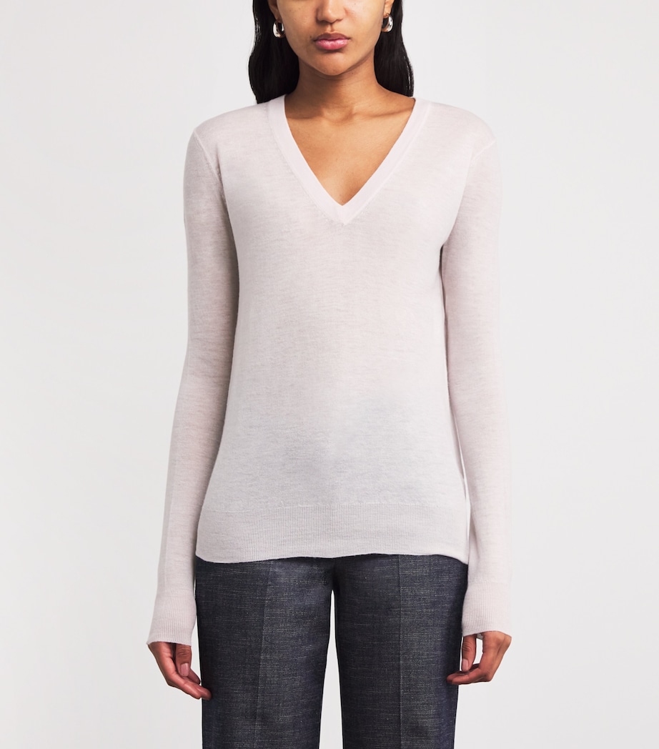 Cashmere Cashair V-Neck Sweater ROSE Image 3