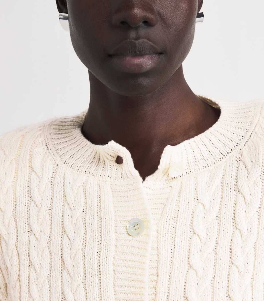Róhe Womens Merino Wool-Cotton Cable-Knit Cardigan Cream Image 3