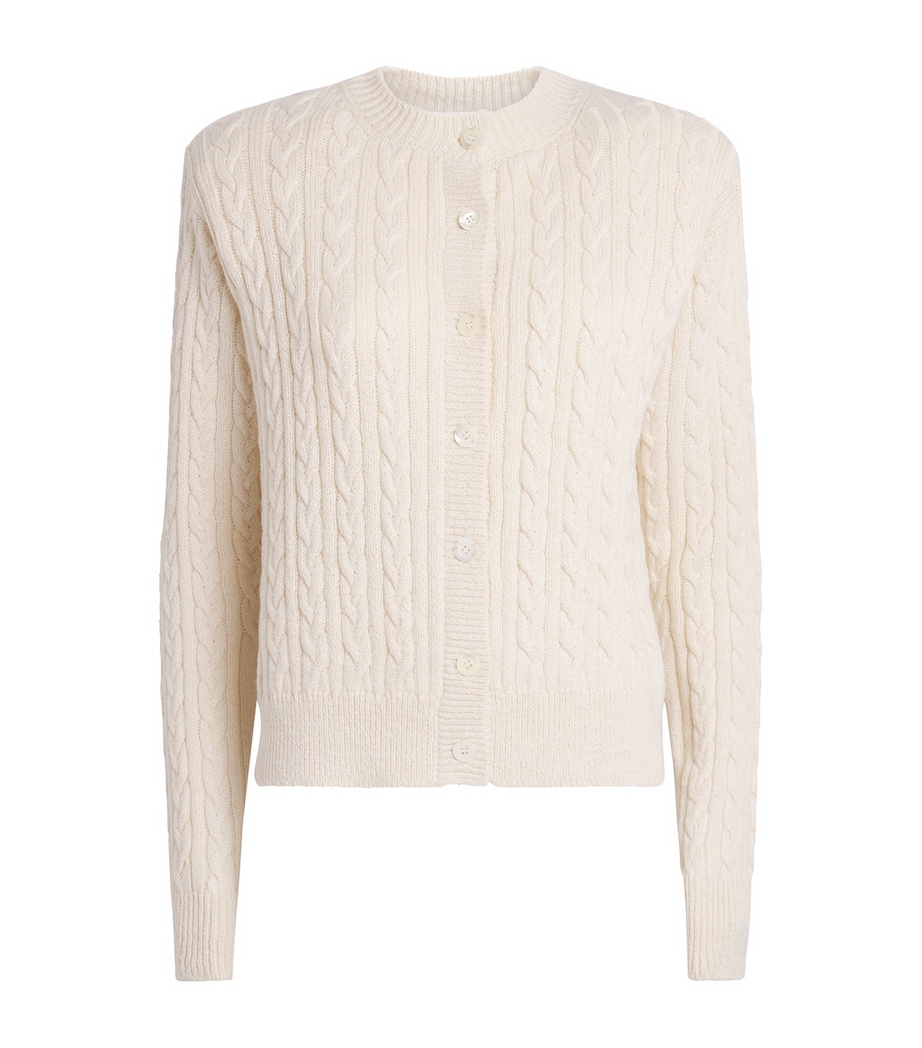 Róhe Womens Merino Wool-Cotton Cable-Knit Cardigan Cream Image 1