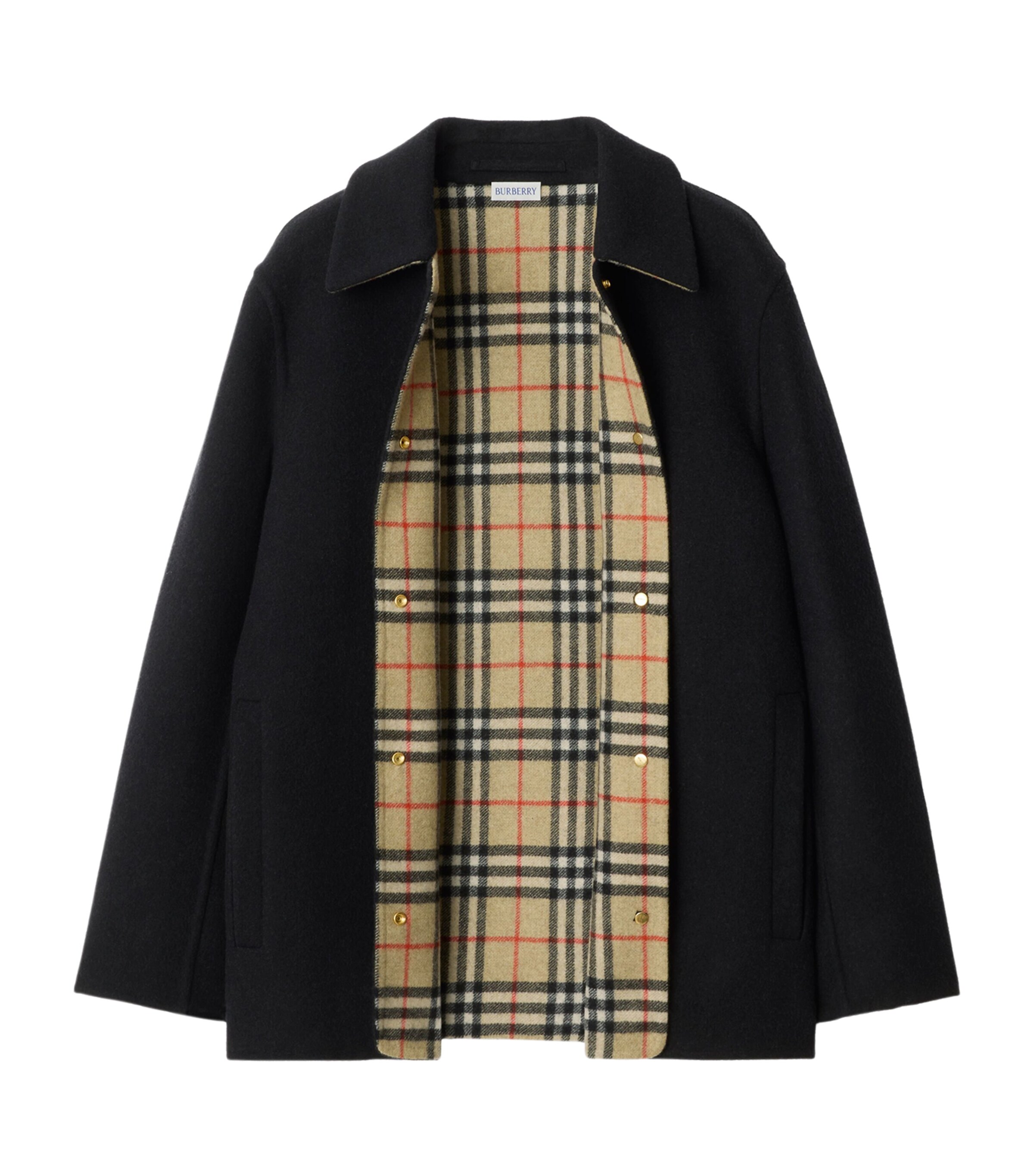 Burberry Womens Wool Twill Overshirt Black/sand Ip Check Image 5