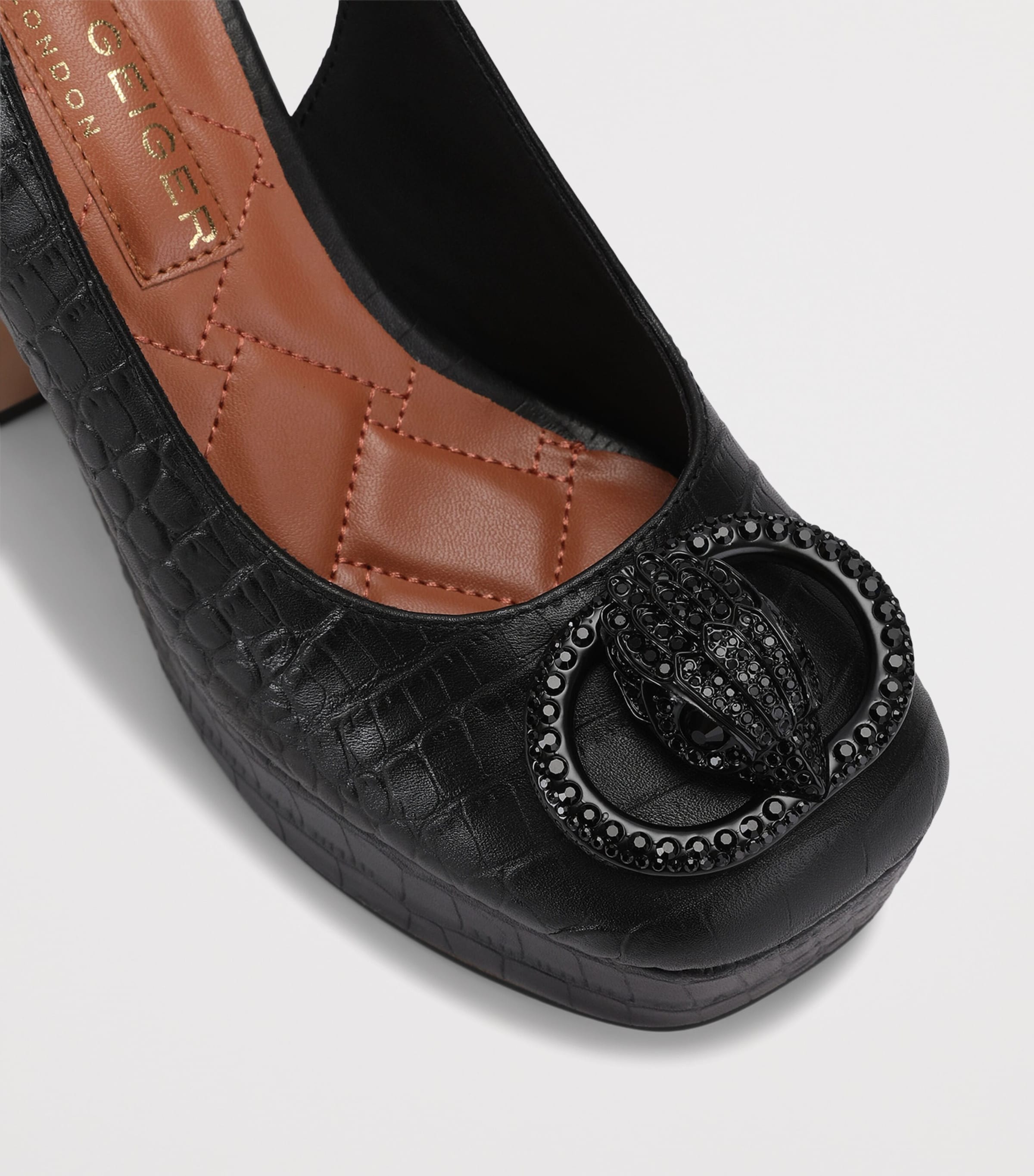 Kurt Geiger London Croc-Effect Chelsea Platform Pumps Black Image 2