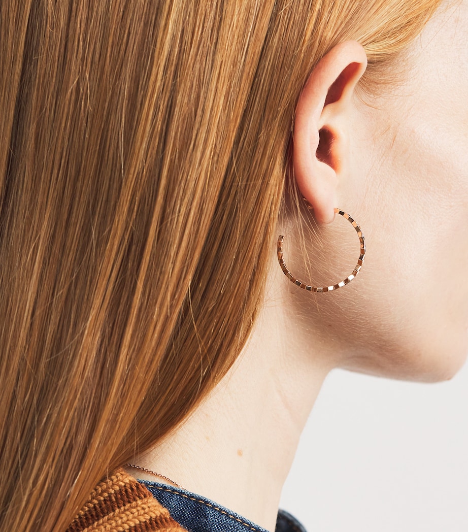 Rose Gold and Diamond Honeycomb Hoop Earrings ROSE GOLD Image 2