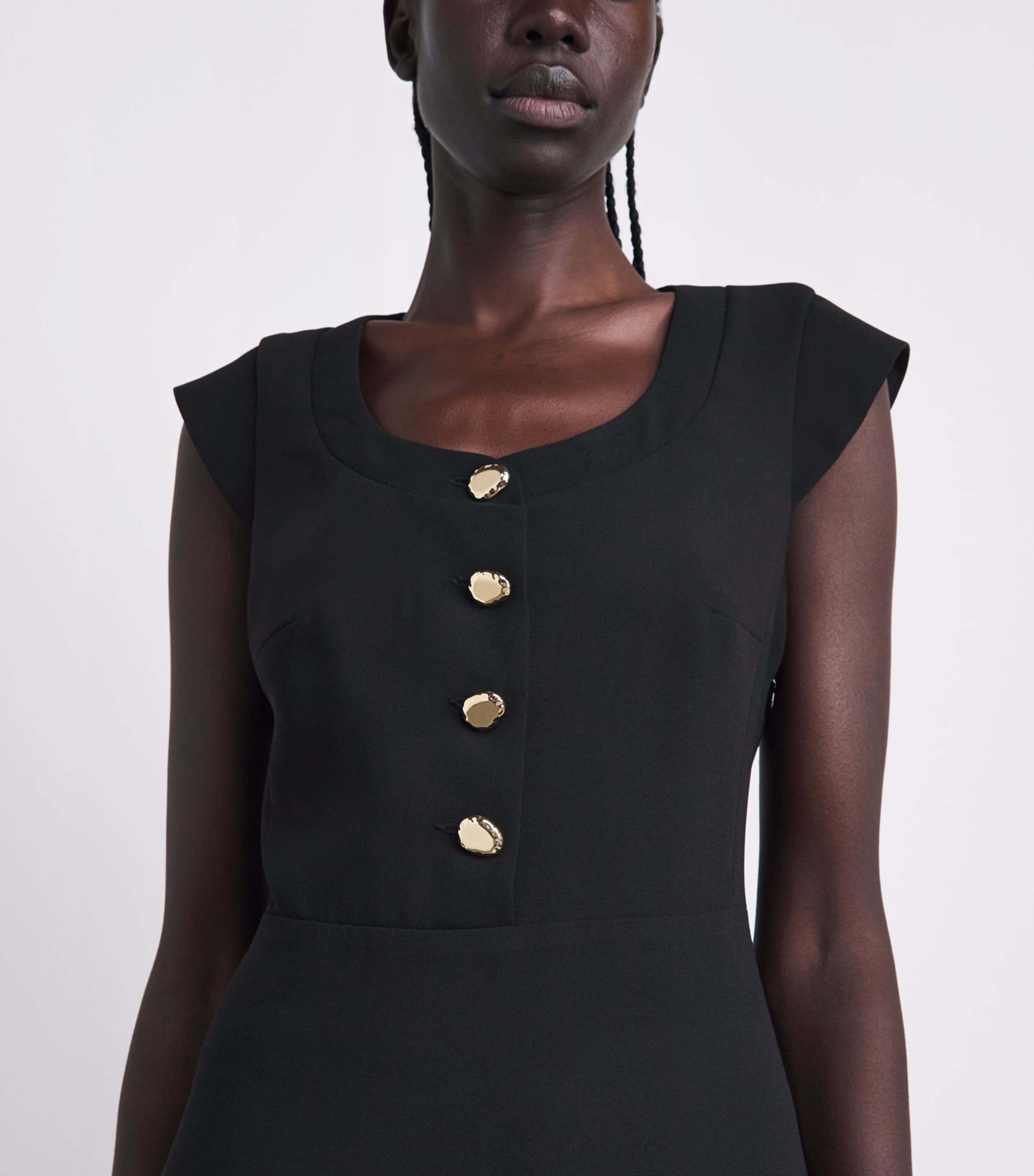 Sandro Paris Womens Structured Buttoned Mini Dress Black Image 3
