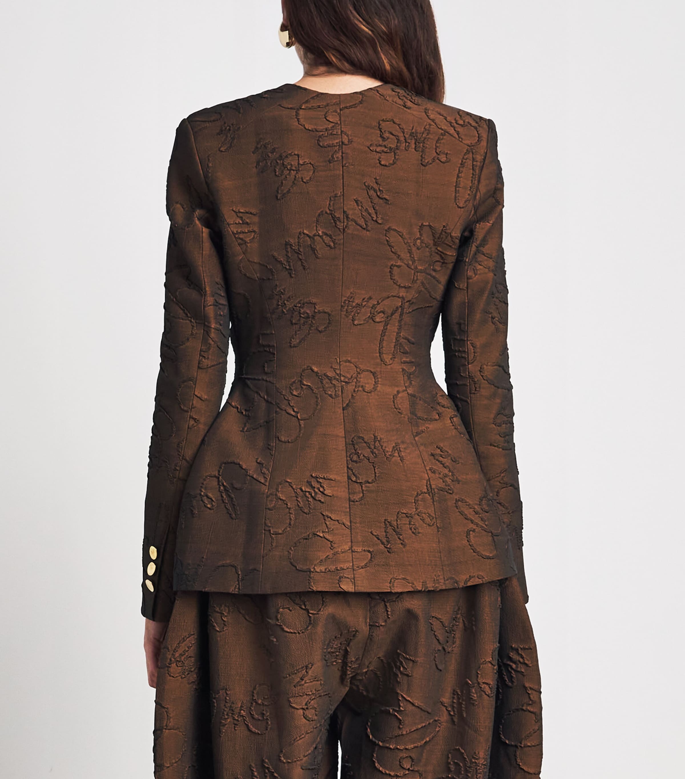 Christie Brown Brown Appliqué Button-Up Blazer | Harrods UK