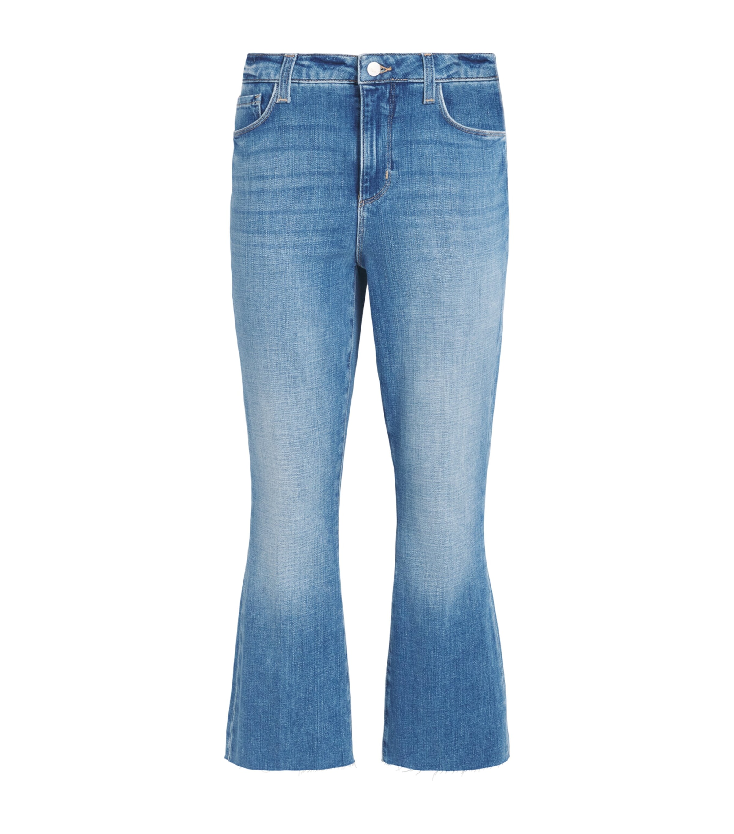 L'agence Cropped Kendra Flared Jeans In Blue